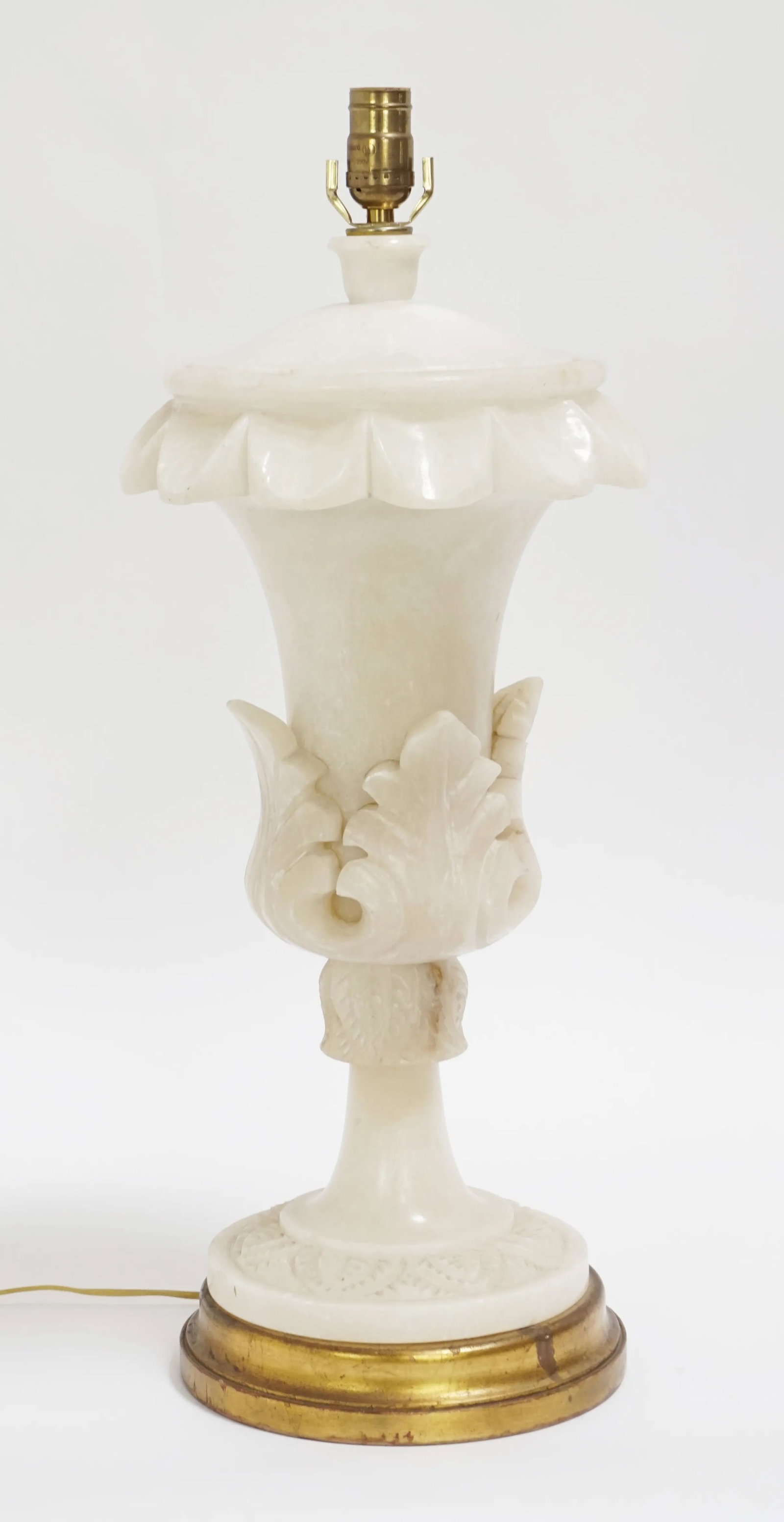 1950s Large Alabaster Leaf Urn Table Lamp, Lit From Within - 2