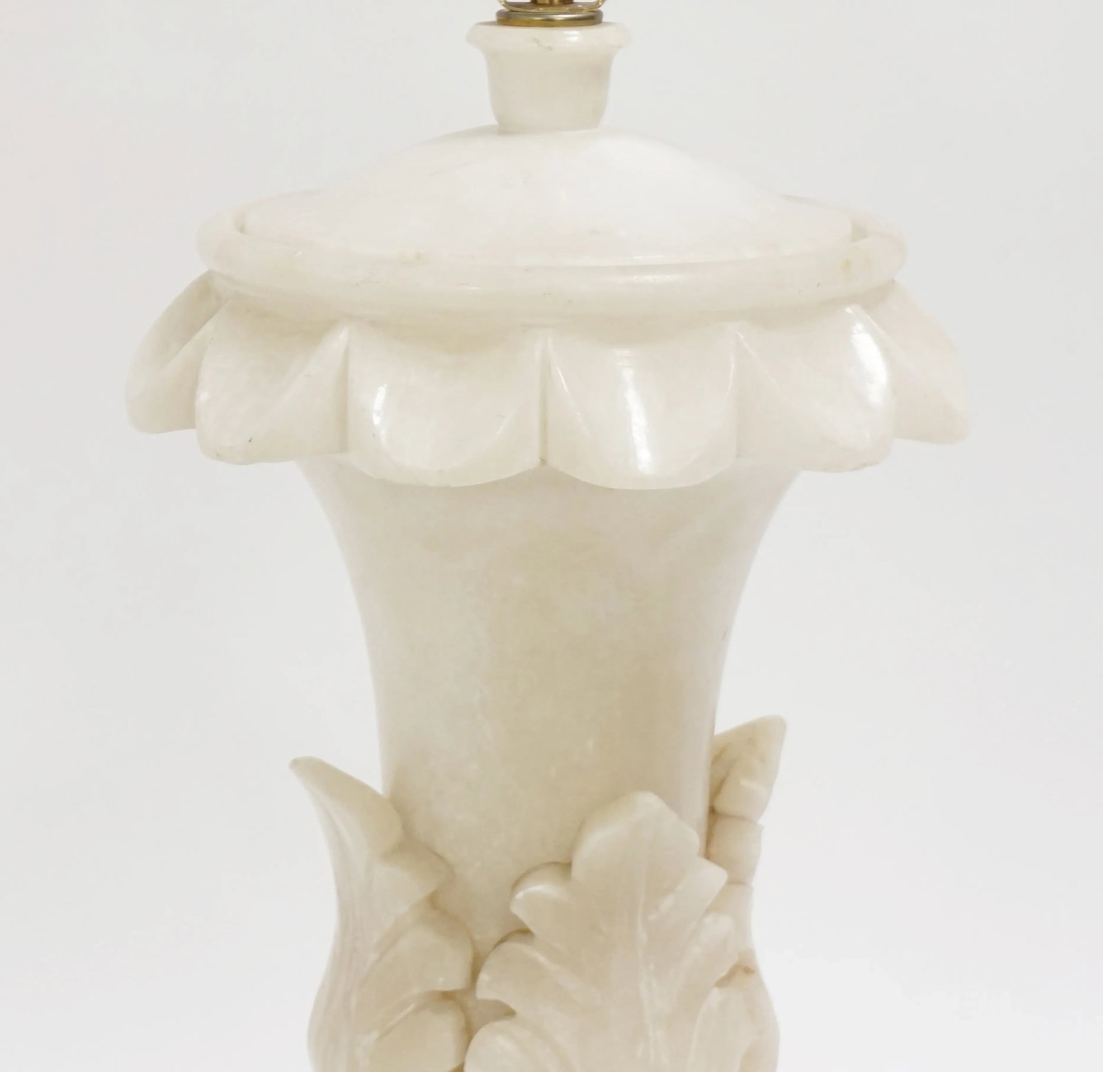 1950s Large Alabaster Leaf Urn Table Lamp, Lit From Within - 6