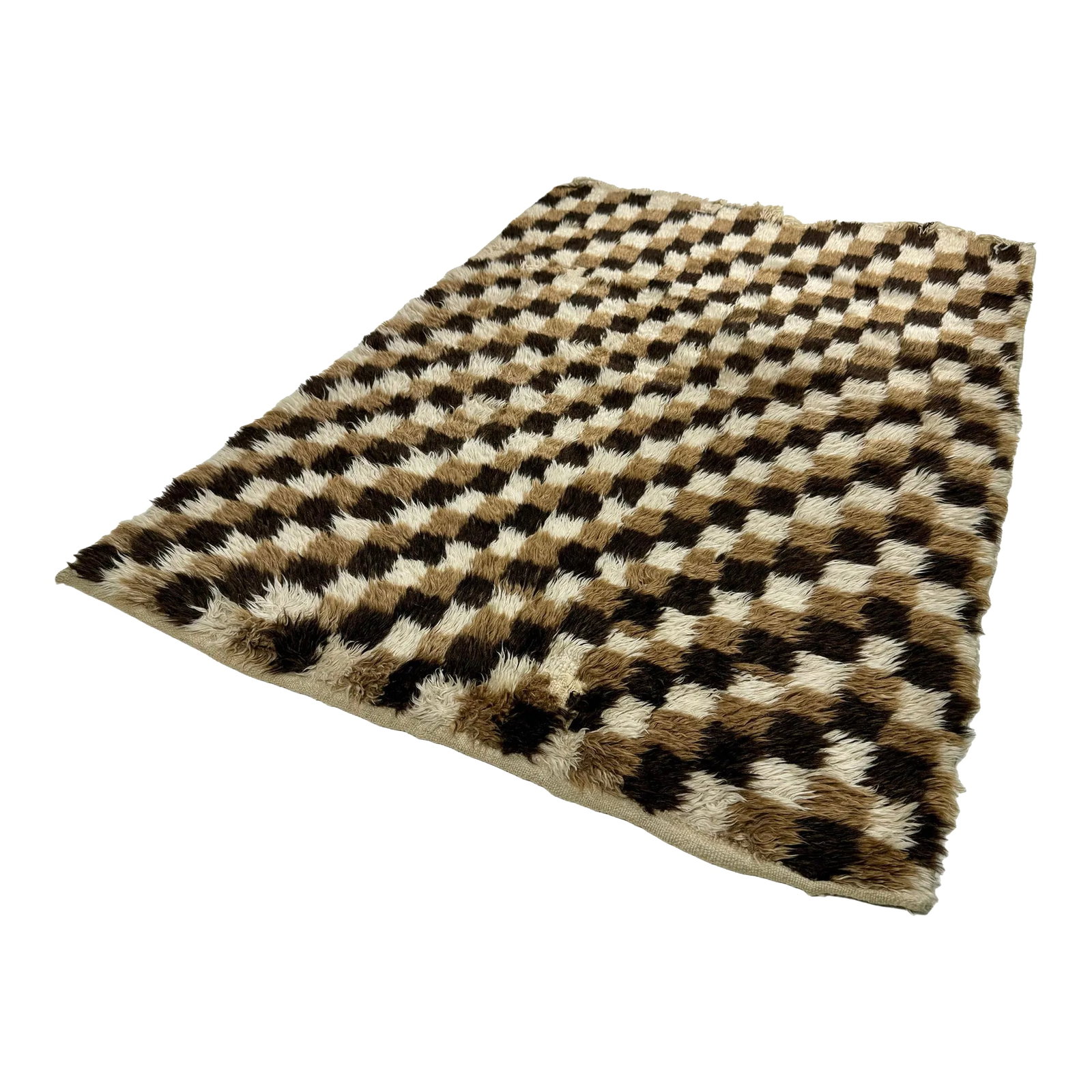 Vintage Tulu Carpet: A vintage tulu carpet woven in a soft and luxurious long-haired wool. Condition: Alterations: Original Condition Unaltered Imperfections: Some Imperfections Condition Notes: In good condition, shows s
