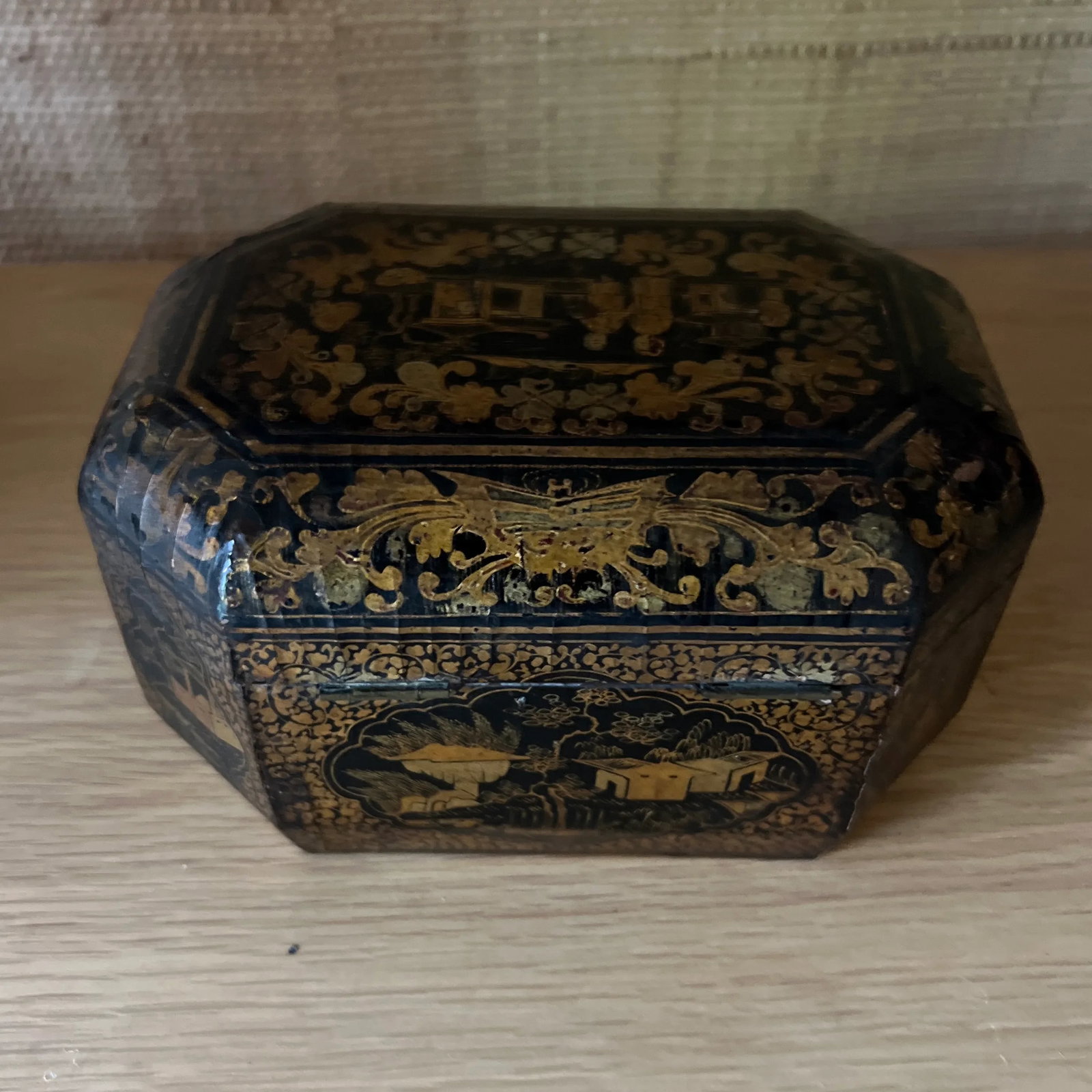 Antique Chinese Black Lacquered Tea Caddy - 3