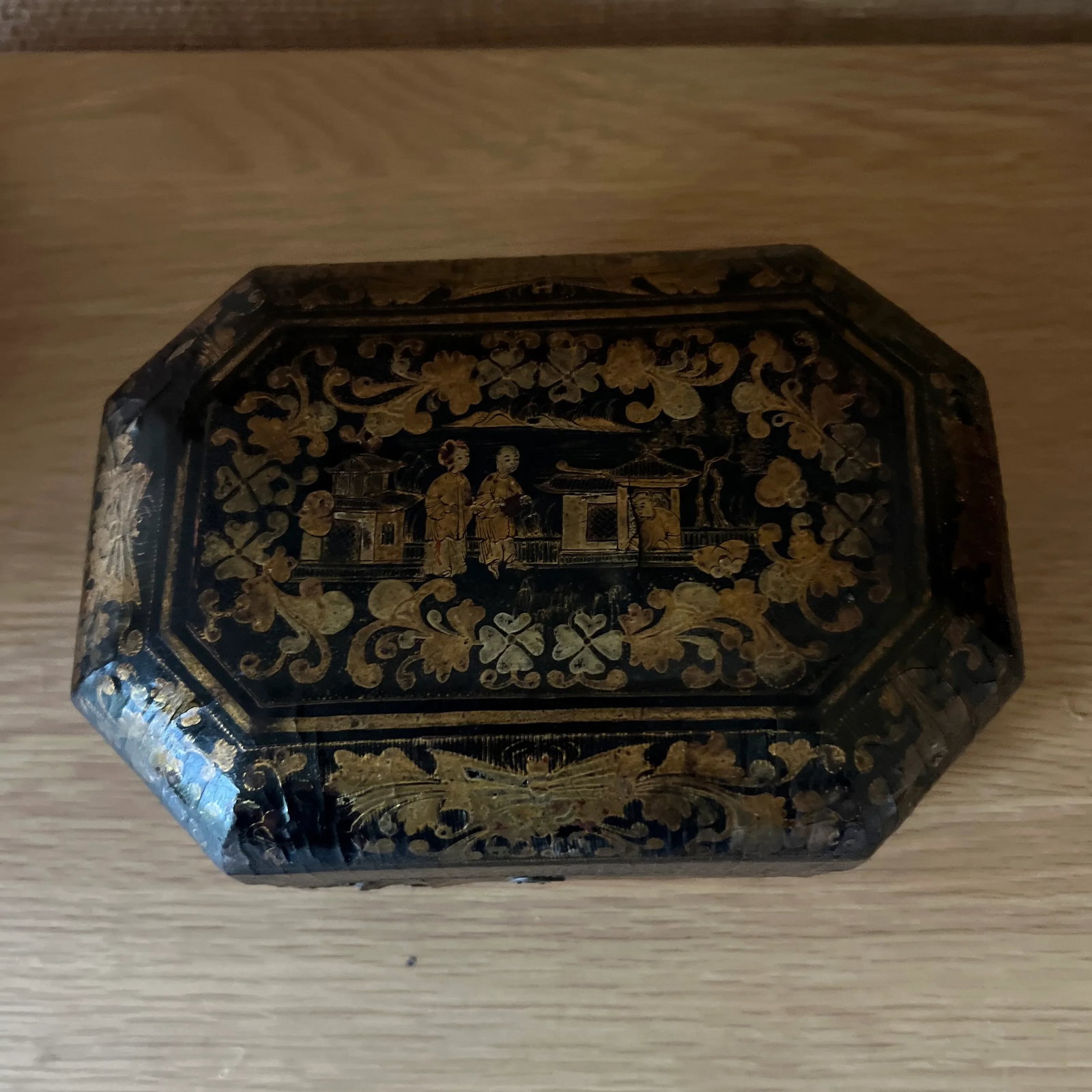 Antique Chinese Black Lacquered Tea Caddy - 5