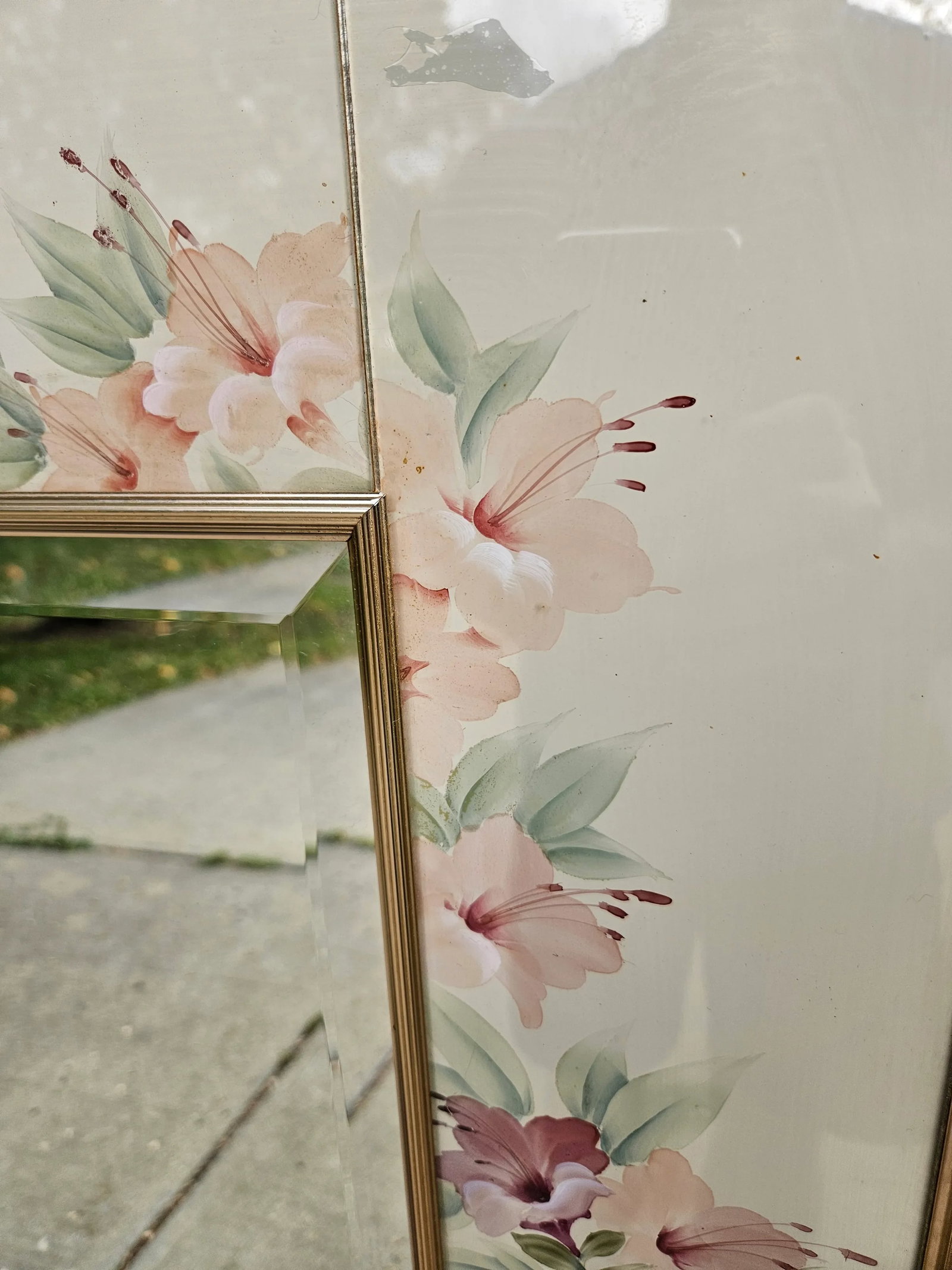 Vintage La Barge Flora Reverse Painted and Signed Mirror - 3