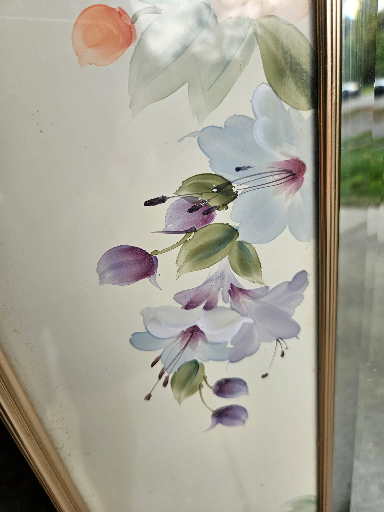 Vintage La Barge Flora Reverse Painted and Signed Mirror - 4