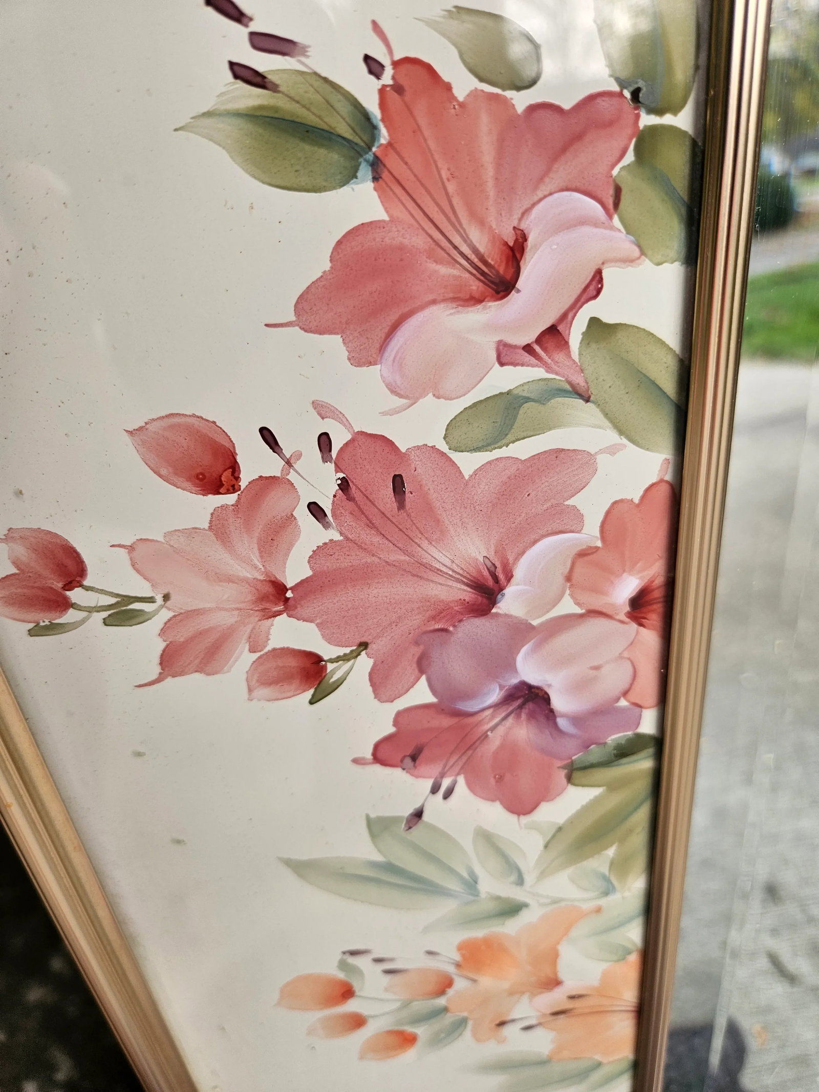 Vintage La Barge Flora Reverse Painted and Signed Mirror - 5