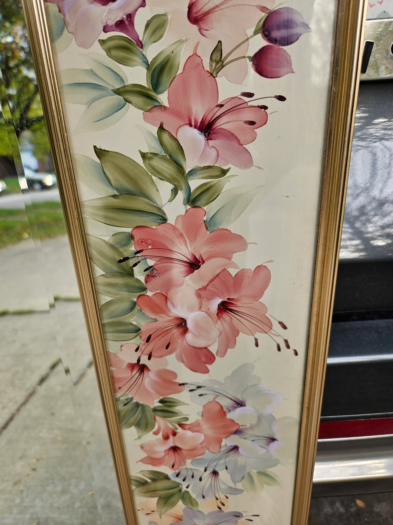 Vintage La Barge Flora Reverse Painted and Signed Mirror - 7
