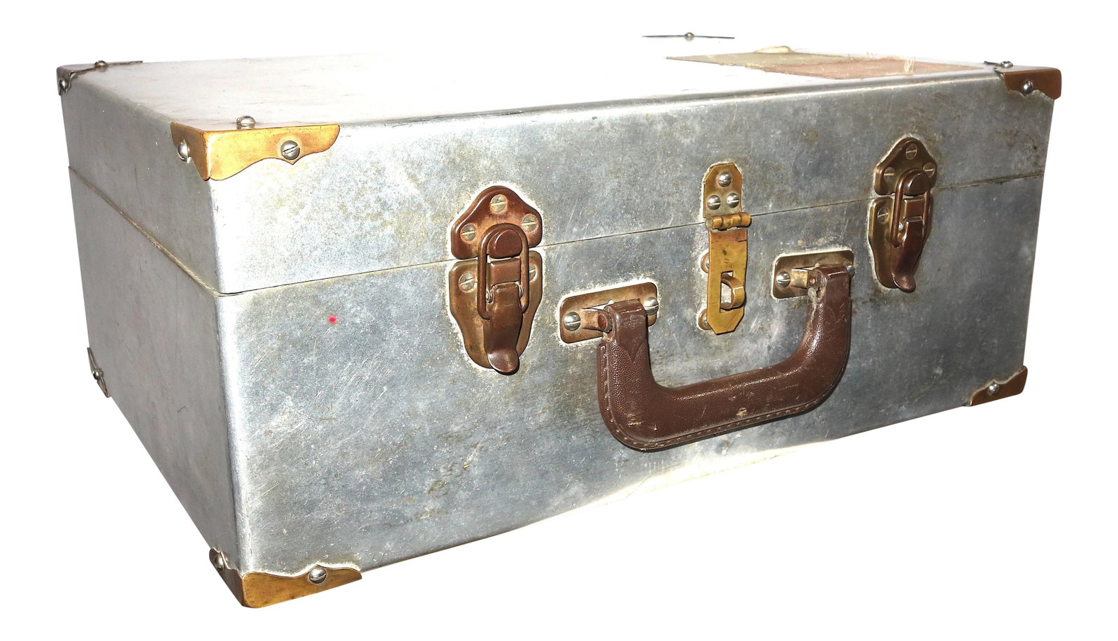 1940s Polished Aluminum Vintage Cinema Equipment Hasped Carry / Suitcase (1 of 3)