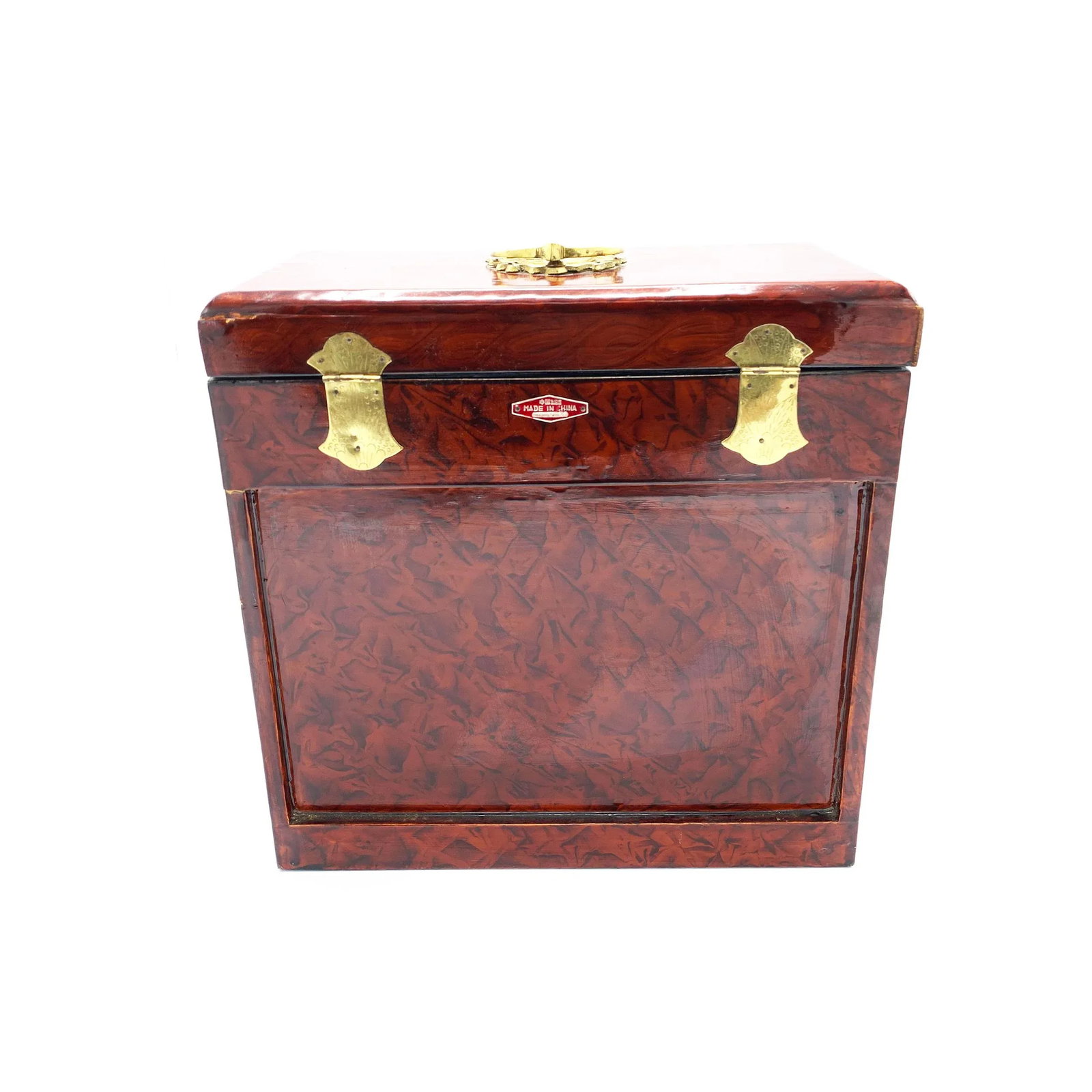 Vintage Chinese Jewelry Box With Brass Handle and Fittings - 5
