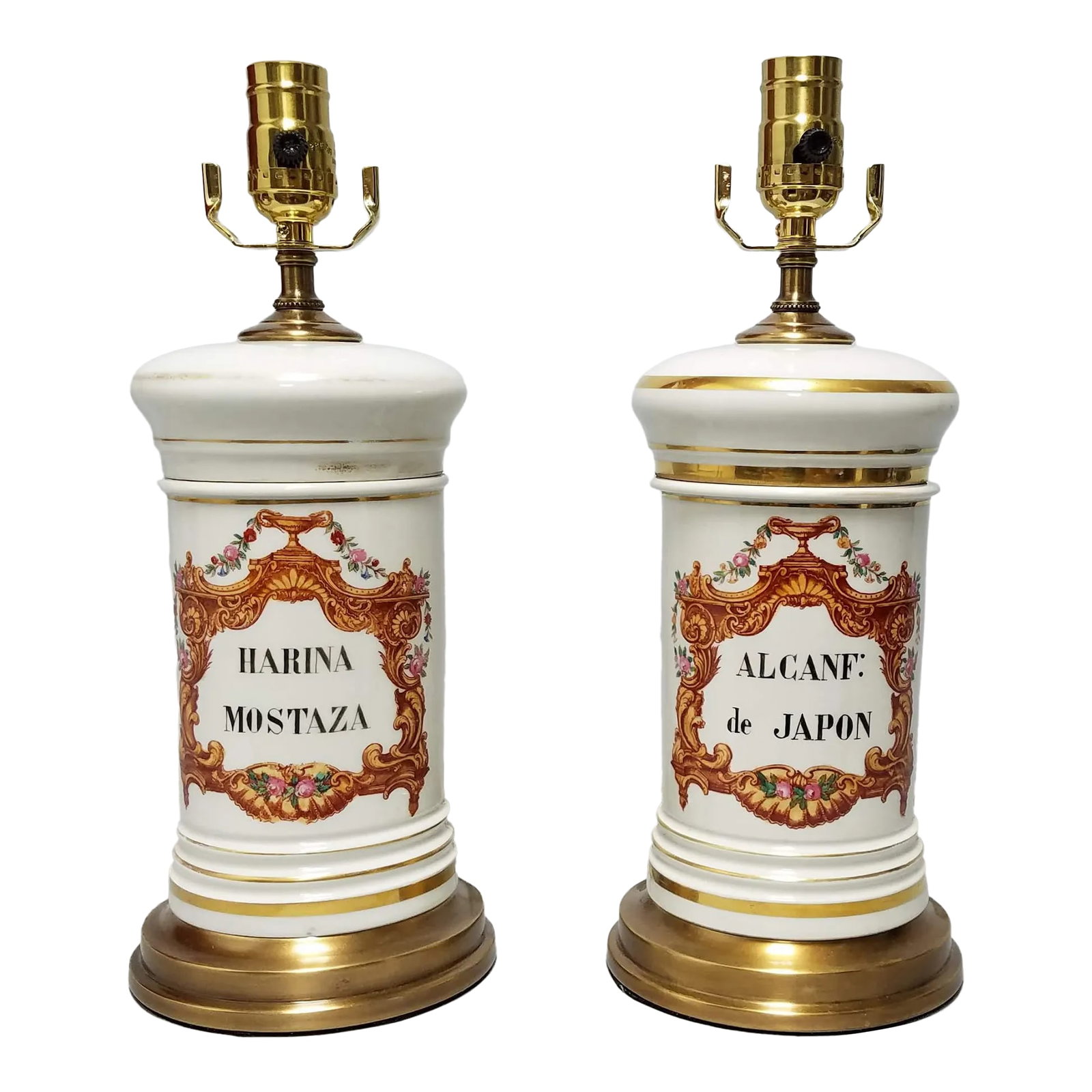 19th Century French Apothecary Jar Lamps - A Pair: Based on their design and the historical context of similar apothecary jars, these French apothecary jars likely date from the late 19th century to the early 20th century. During this period, ornate