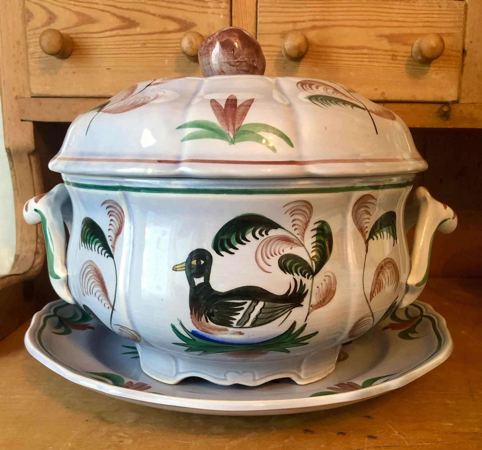 Mid 20th Century Longchamp "Blue Duck" French Faience Majolica Soup Tureen - 13