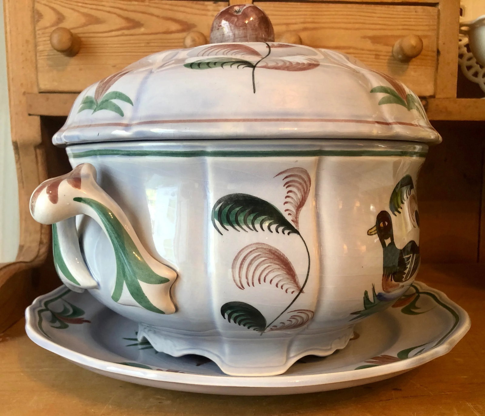 Mid 20th Century Longchamp "Blue Duck" French Faience Majolica Soup Tureen - 2