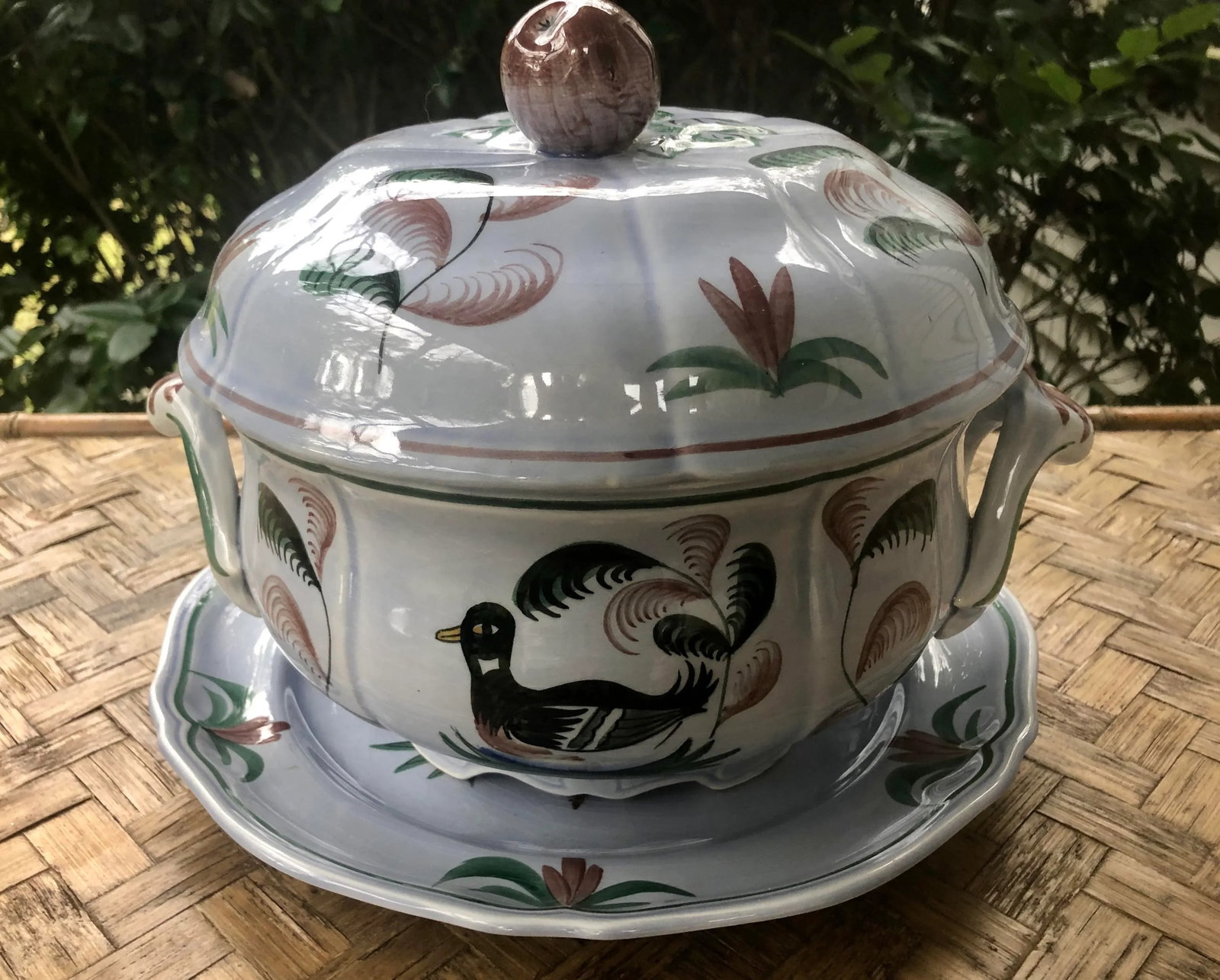 Mid 20th Century Longchamp "Blue Duck" French Faience Majolica Soup Tureen - 3