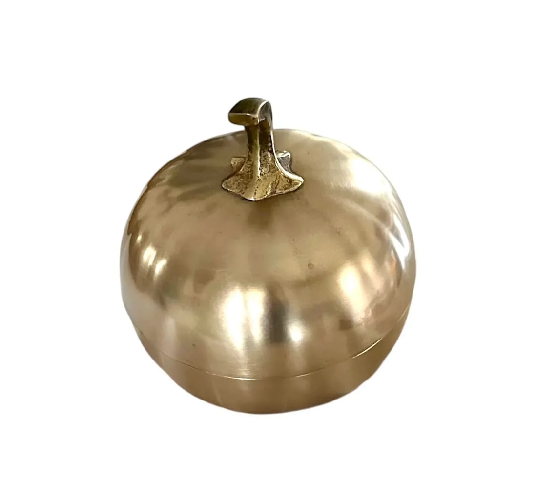 Vintage Brass Pumpkin Form Lidded Box Object #3 - 3