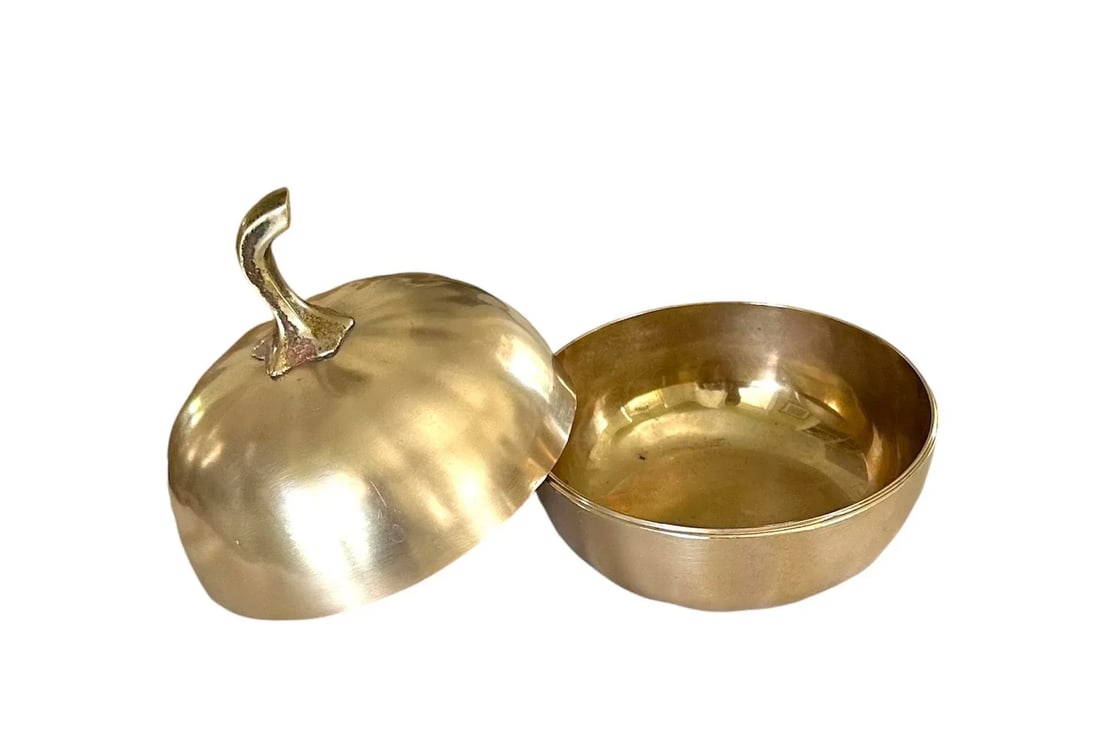 Vintage Brass Pumpkin Form Lidded Box Object #3 - 4
