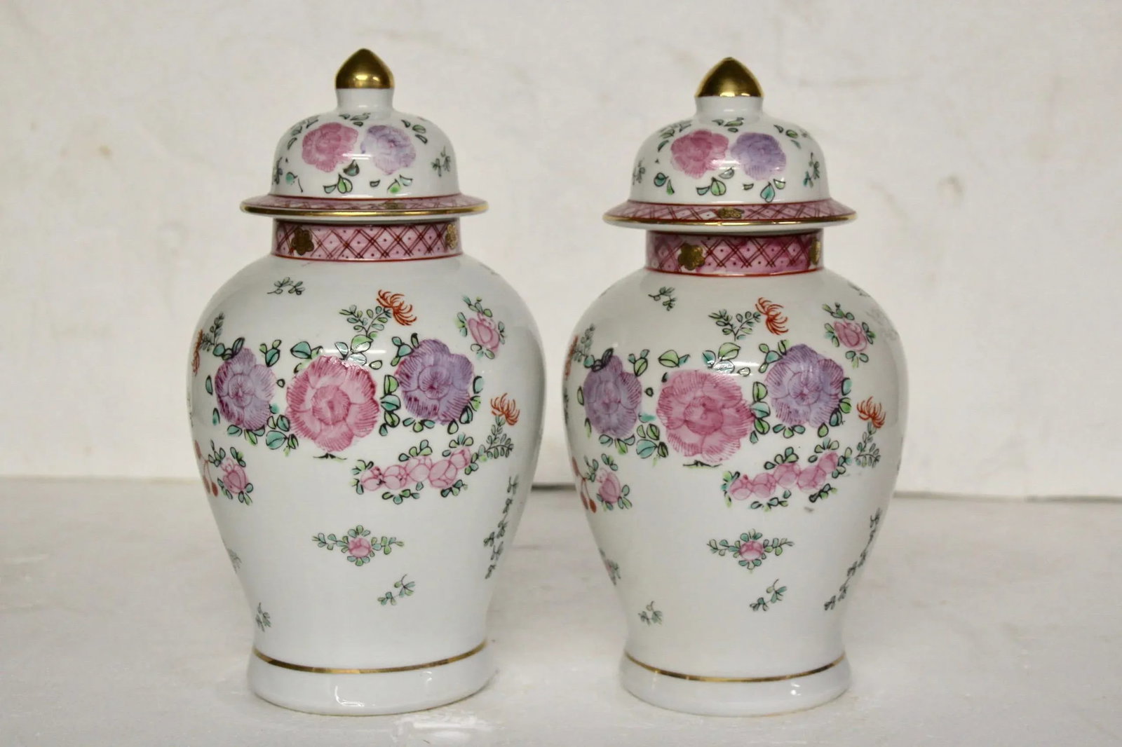 Adams Floral Lowestoft Ginger Jars - a Pair - 2