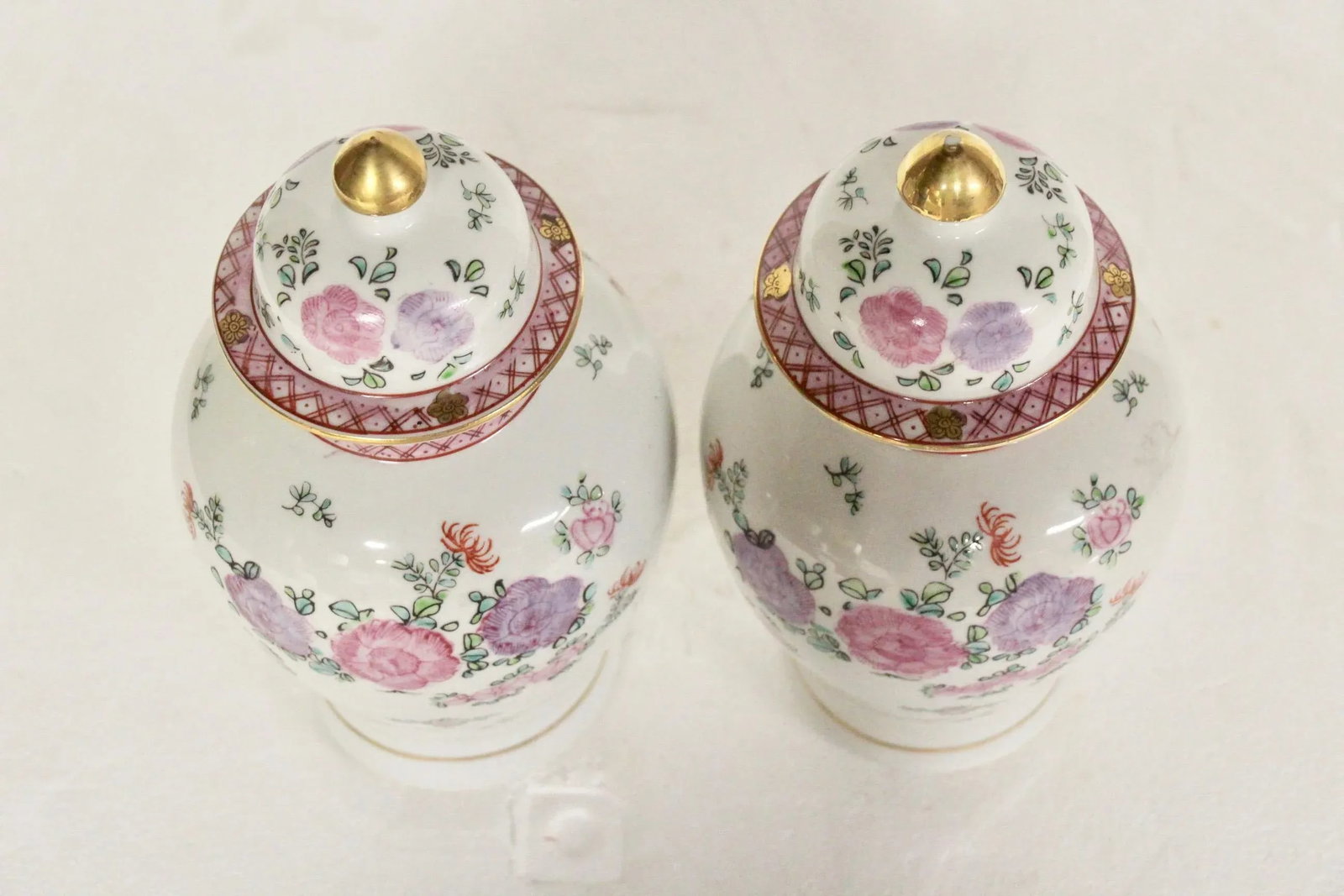 Adams Floral Lowestoft Ginger Jars - a Pair - 3