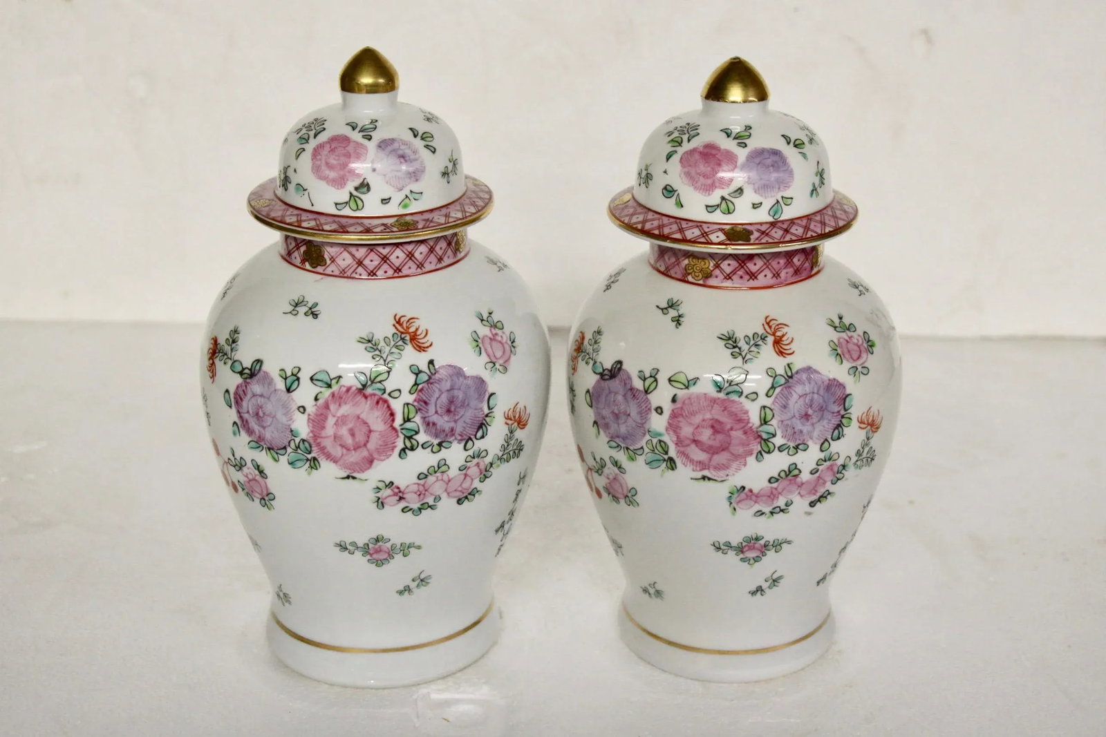 Adams Floral Lowestoft Ginger Jars - a Pair - 7