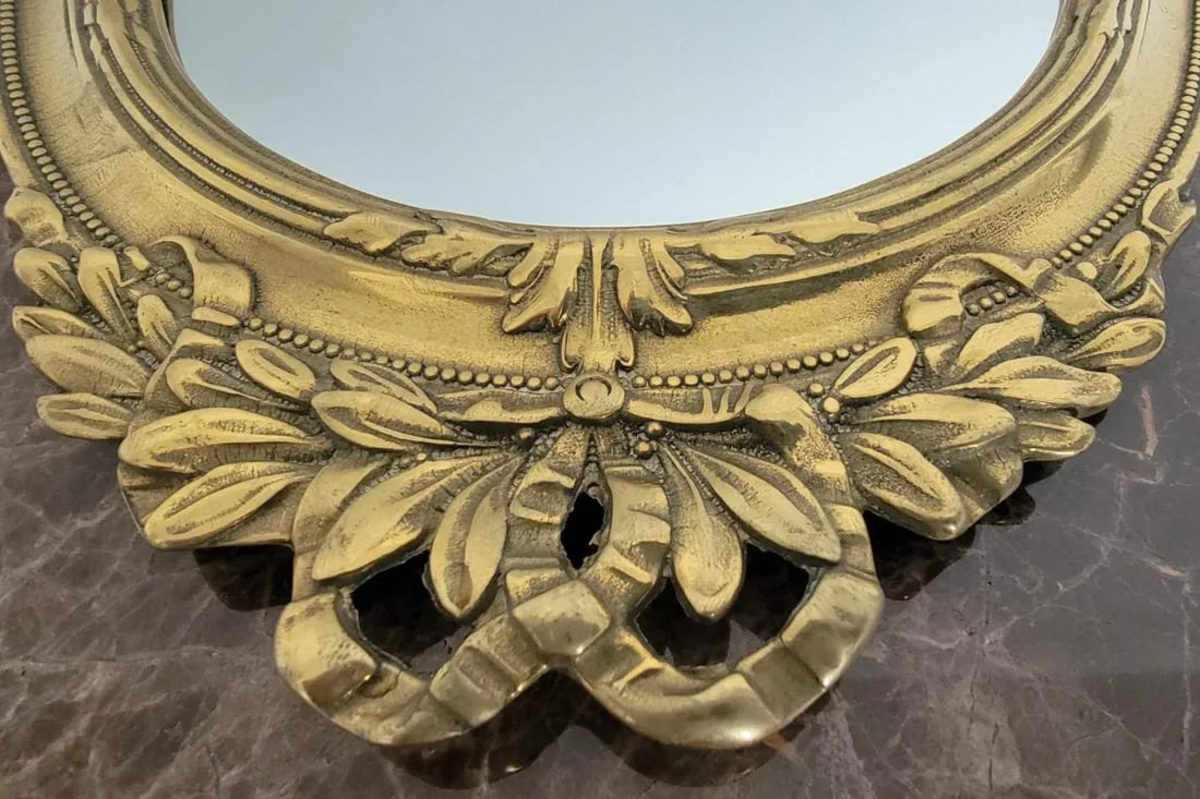 Italian Die-Cast Brass Wall Mirror in Brass Finish - 3