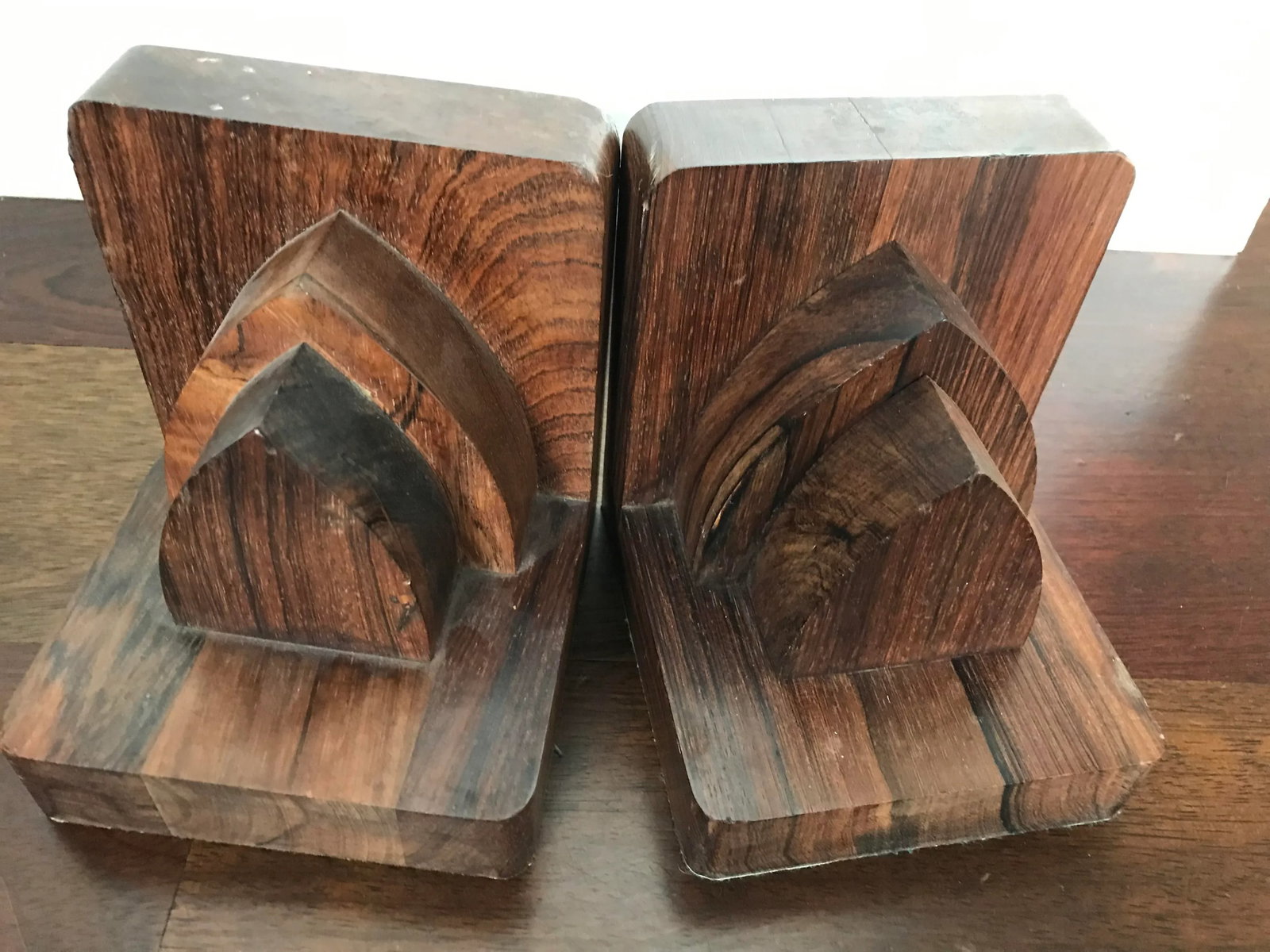 Vintage Mid Century Modern Art Deco Architectural Rosewood Bookends - a Pair - 2
