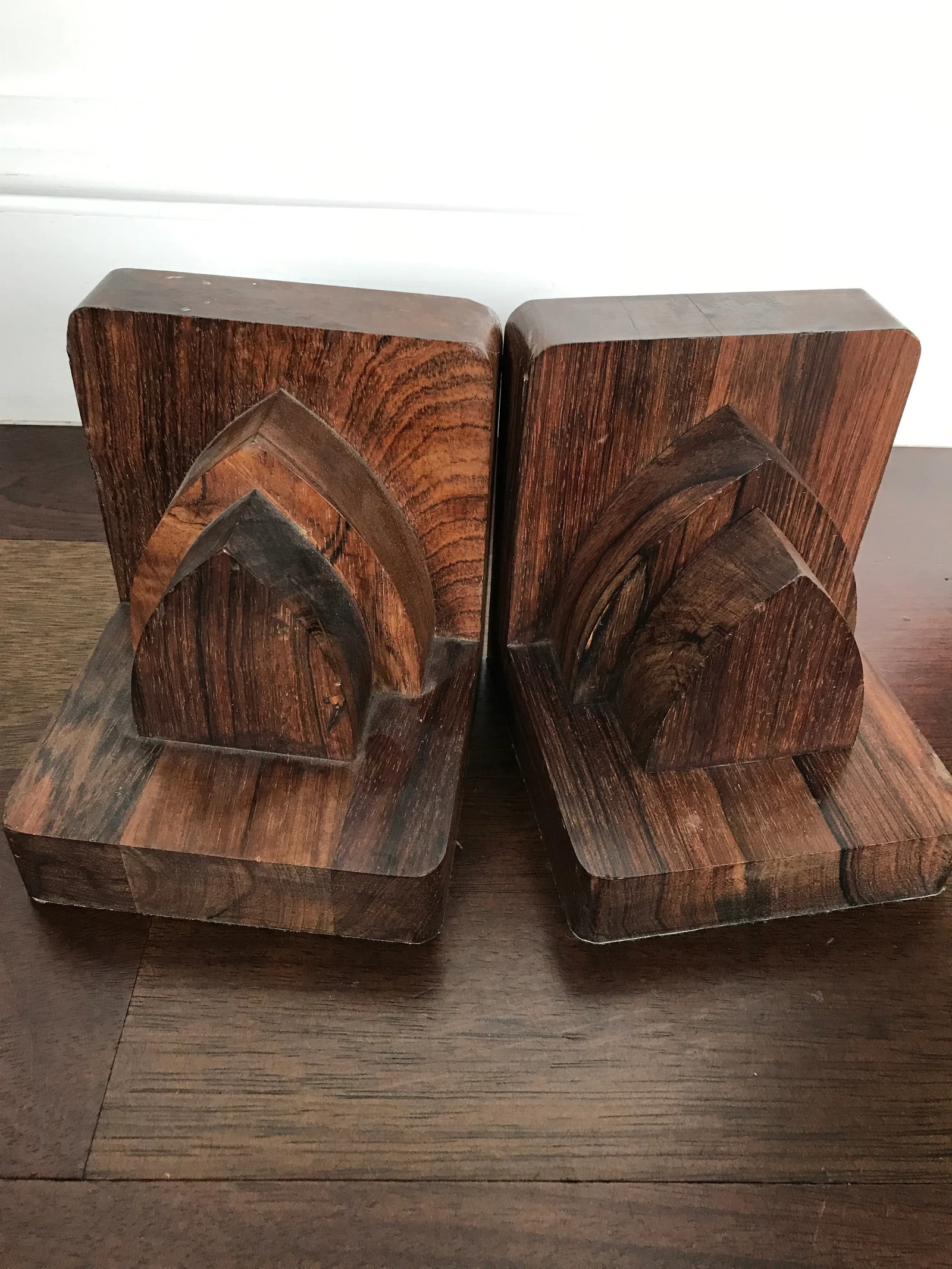 Vintage Mid Century Modern Art Deco Architectural Rosewood Bookends - a Pair - 5