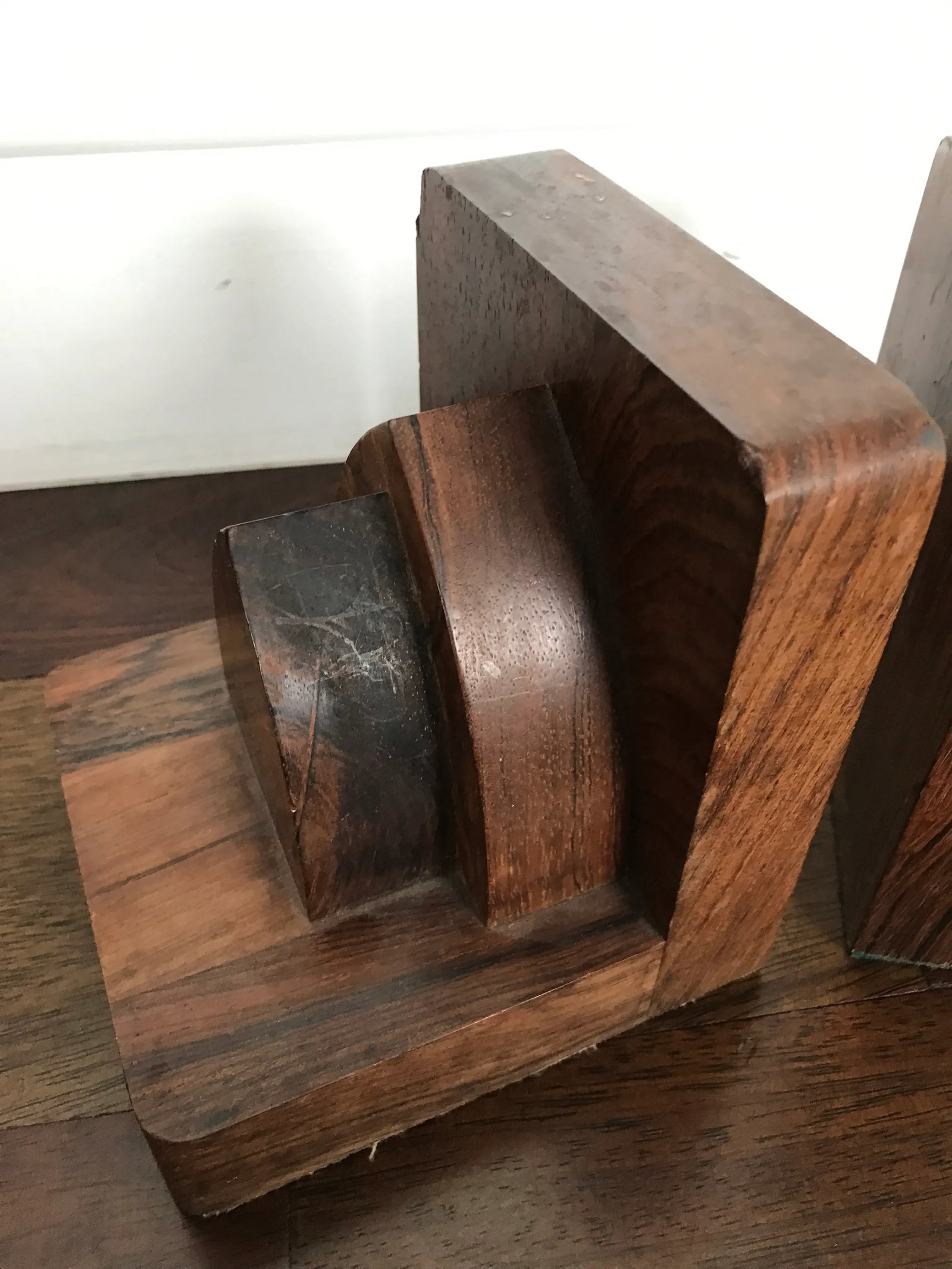 Vintage Mid Century Modern Art Deco Architectural Rosewood Bookends - a Pair - 6