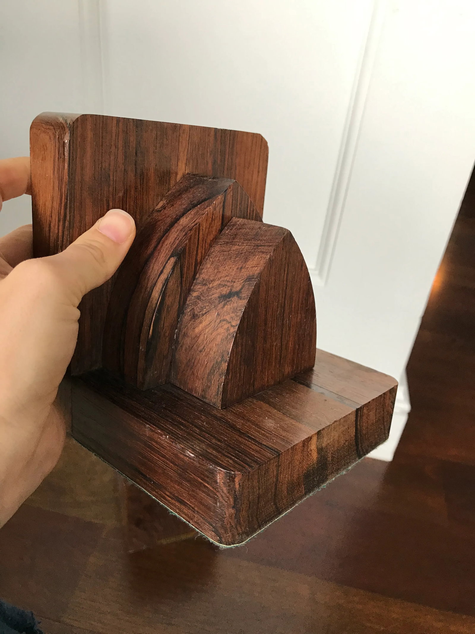 Vintage Mid Century Modern Art Deco Architectural Rosewood Bookends - a Pair - 8