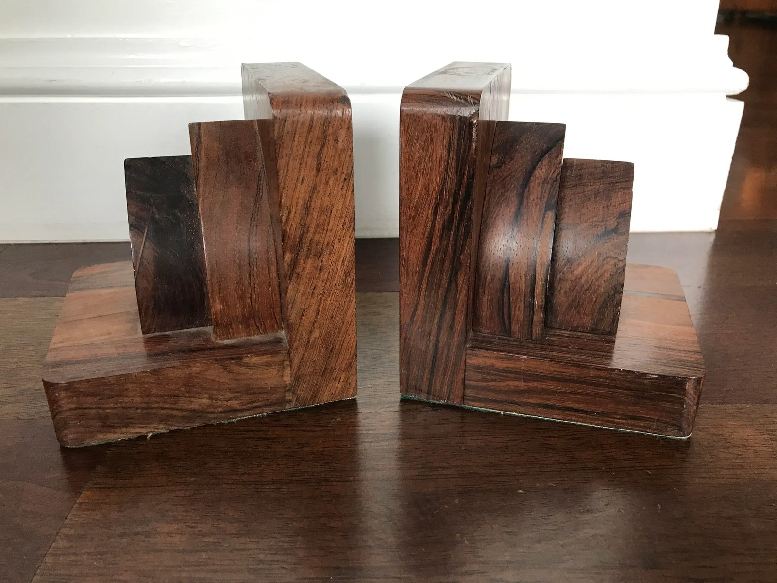 Vintage Mid Century Modern Art Deco Architectural Rosewood Bookends - a Pair - 9