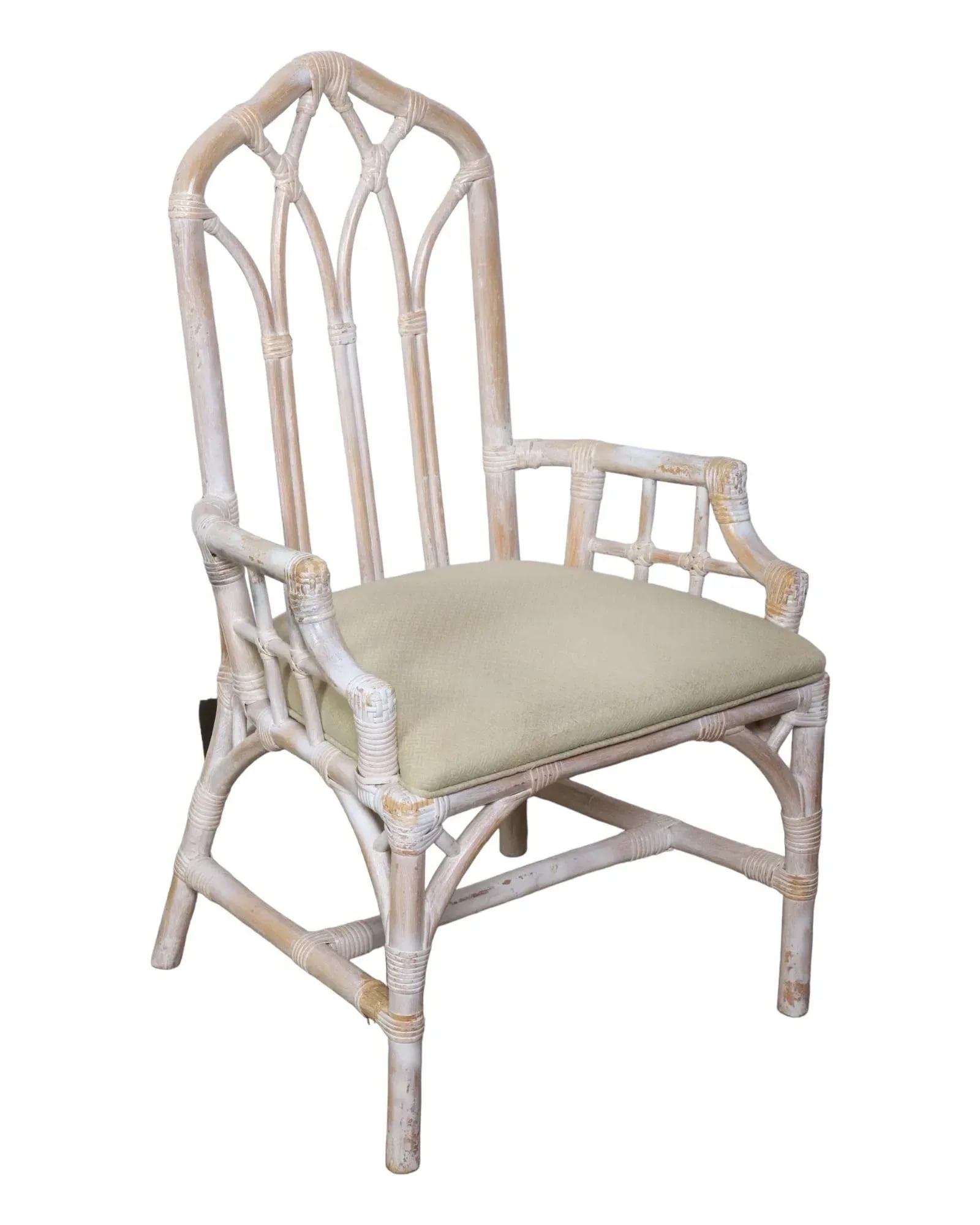 Vintage Cathedral Rattan Upholstered Dining Chairs - Set of 6 - 2