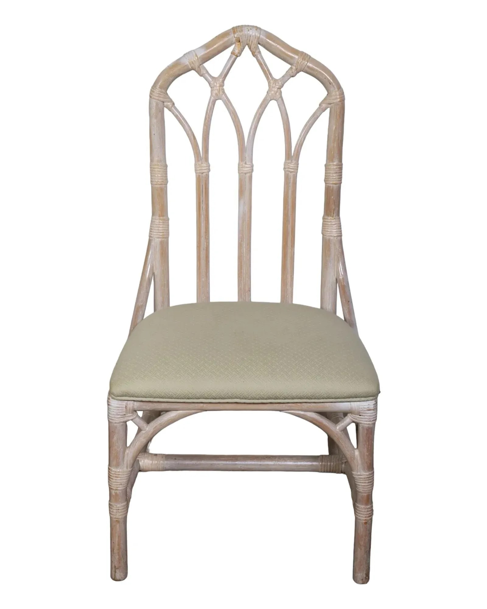 Vintage Cathedral Rattan Upholstered Dining Chairs - Set of 6 - 3