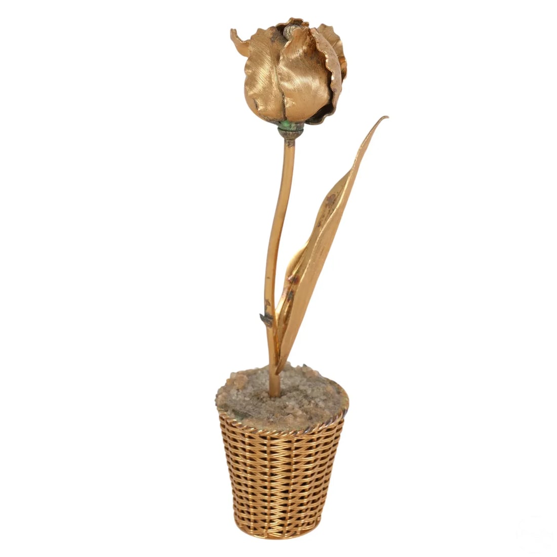 Janna Thomas for Tiffany & Co Gilt Steering Potted Tulip in Basket - 2