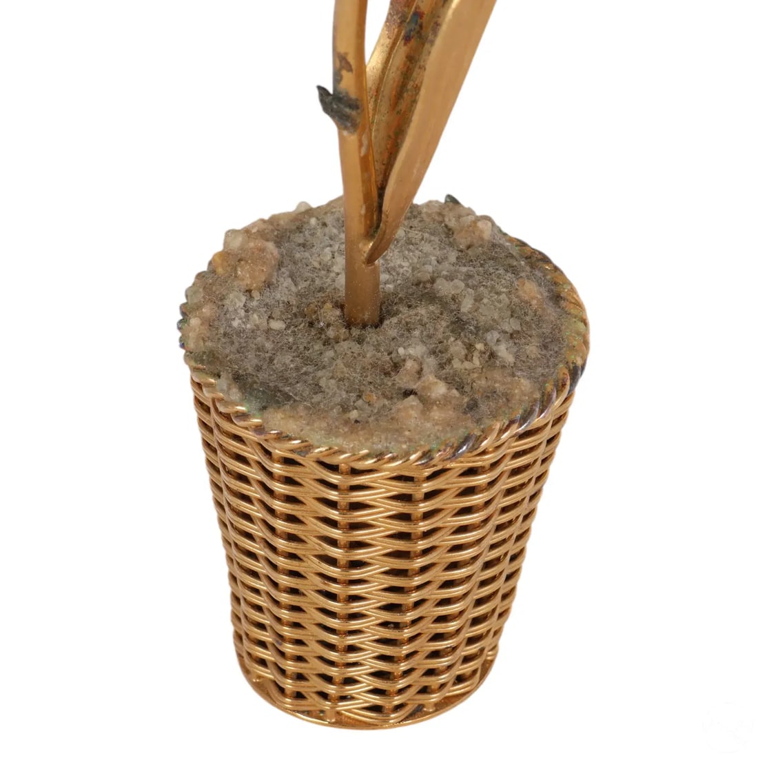 Janna Thomas for Tiffany & Co Gilt Steering Potted Tulip in Basket - 7