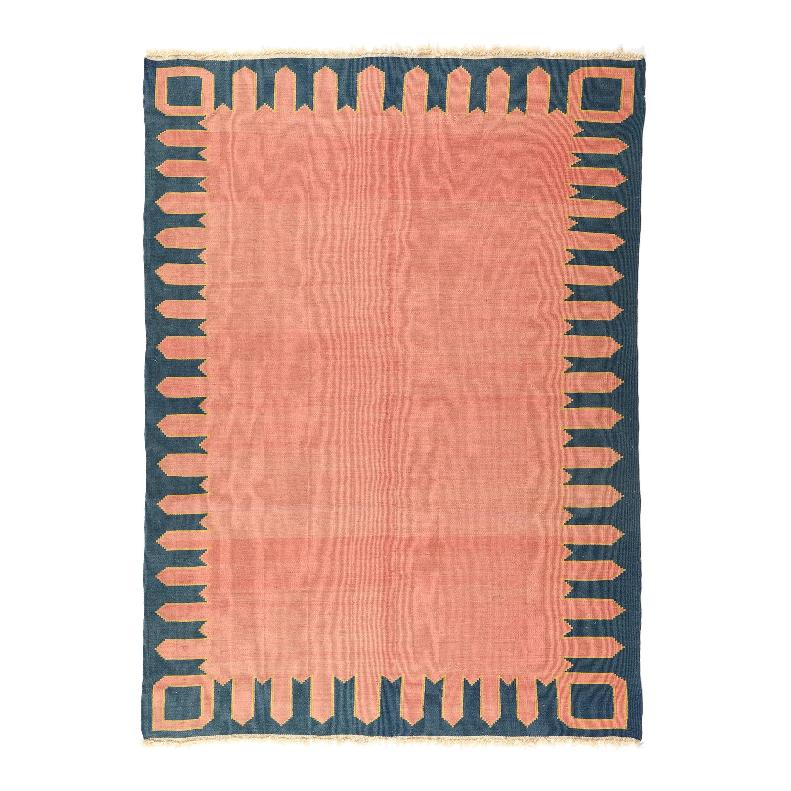 Handmade Flatweave Modern Oushak Kilim: This is Handmade Flatweave Kilim, Made in Oushak area. this is new reproduction oushak kilim is n perfect original conition, it is made with natural dyes., i can say very fine weaving. it has been cle