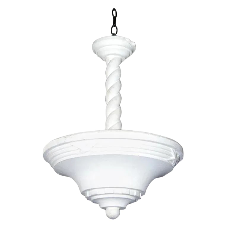 French Plaster Ceiling Uplight: Conical form plaster up light with bundled reed ornamentation. Condition: Alterations: Restored Imperfections: Some Imperfections Condition Notes: Good Restored. Losses to canopy as seen in photo