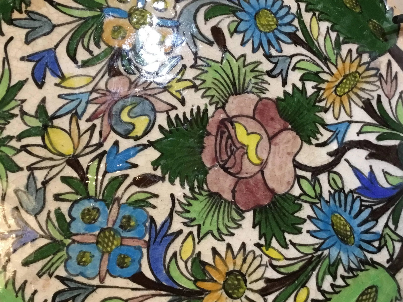 Hand-Painted Vintage Persain Tile - 2