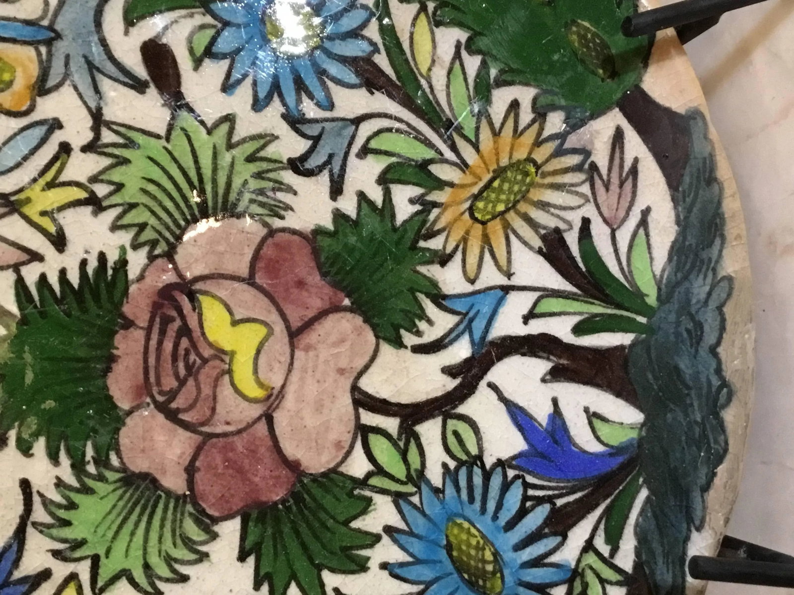 Hand-Painted Vintage Persain Tile - 4