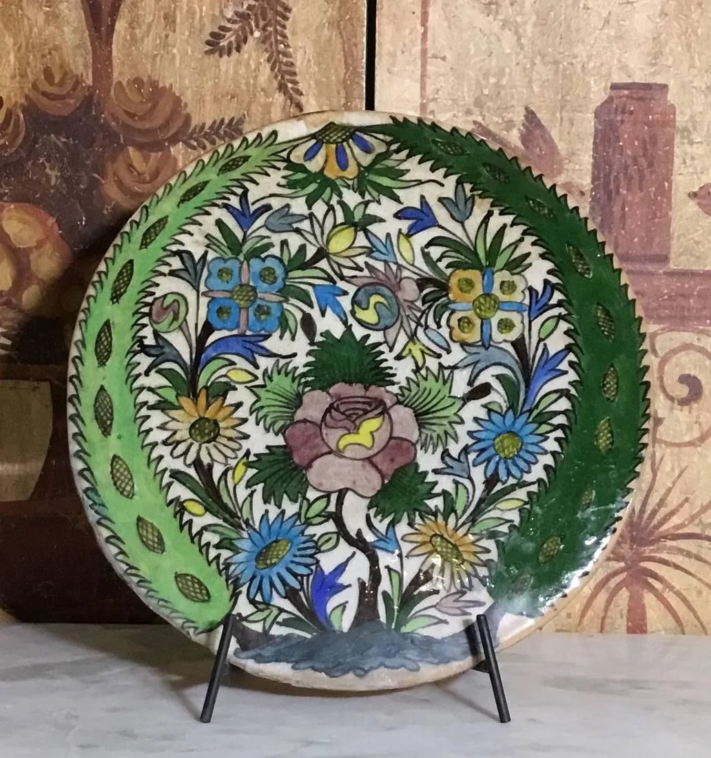 Hand-Painted Vintage Persain Tile - 8