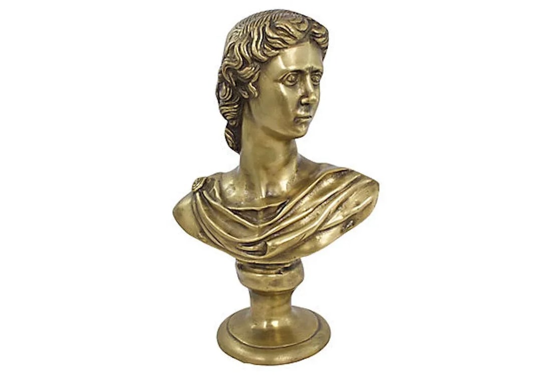 Mid-Century Large Brass Apollo Bust - 2