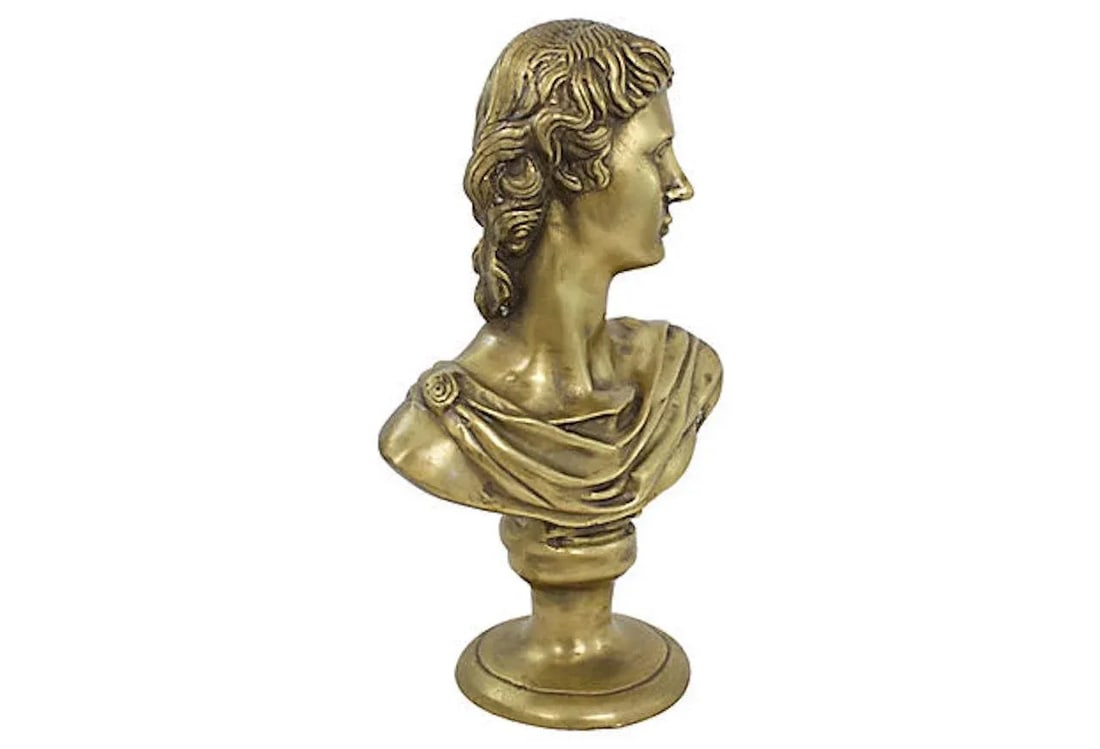 Mid-Century Large Brass Apollo Bust - 3