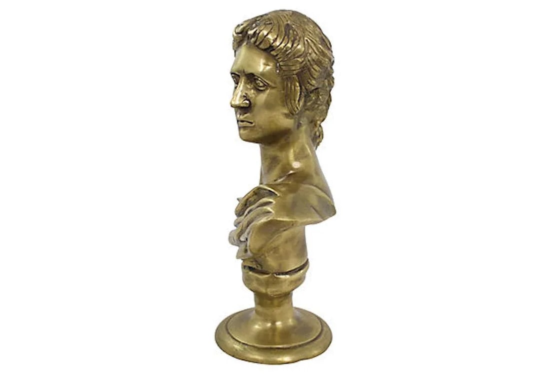 Mid-Century Large Brass Apollo Bust - 4
