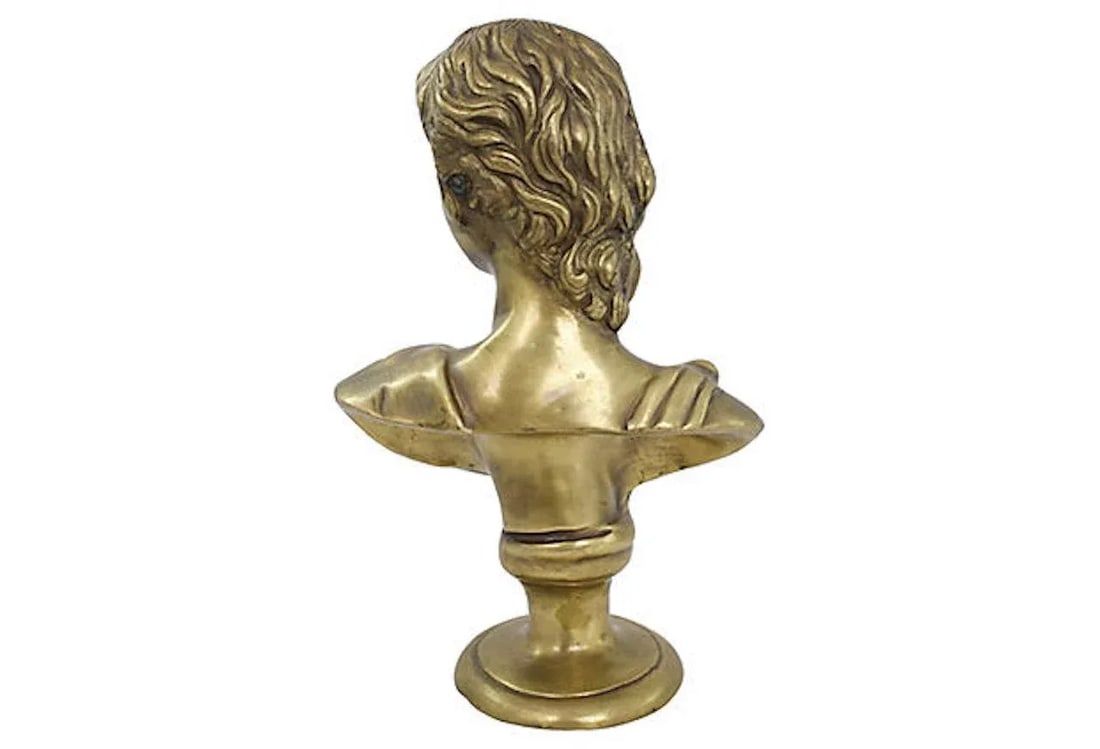 Mid-Century Large Brass Apollo Bust - 5