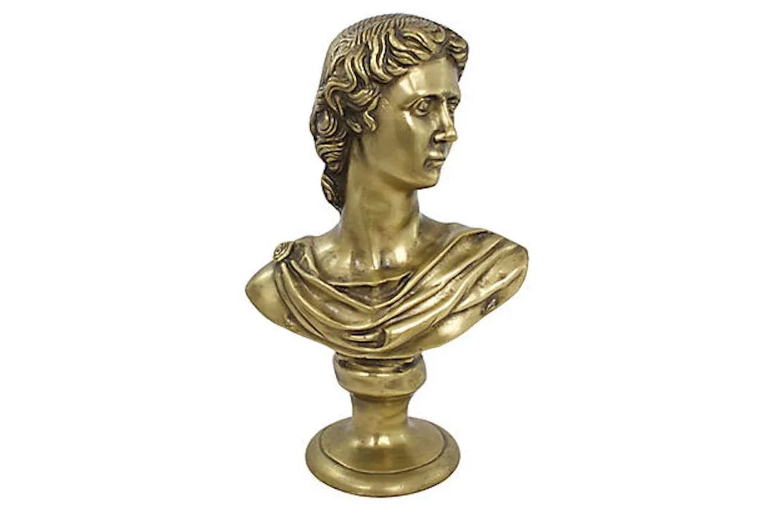 Mid-Century Large Brass Apollo Bust - 7