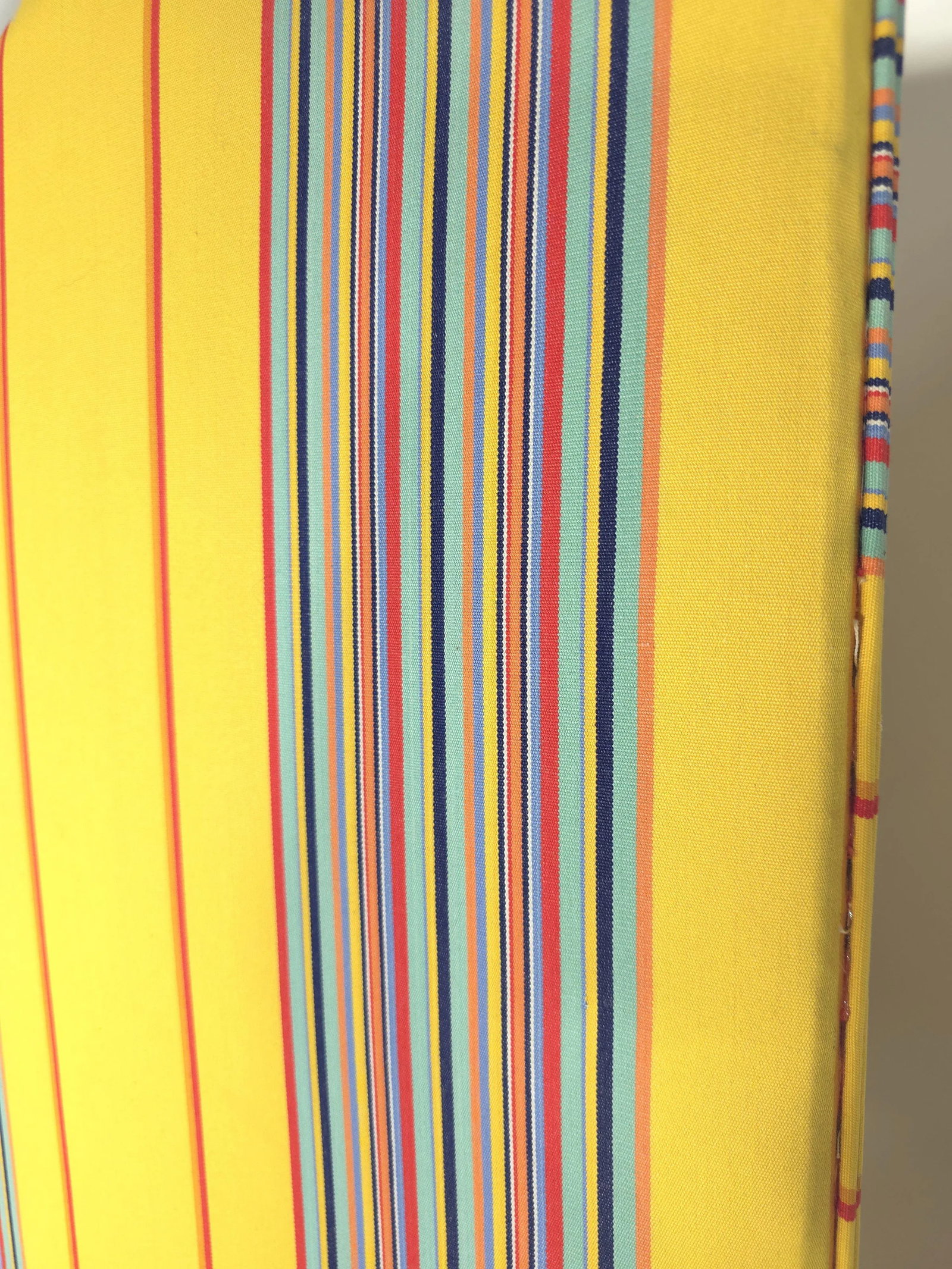 Fabric Covered 3 Fold Upholstered Dressing Screen in Striped Canary Yellow From the Estate of the Ic - 2