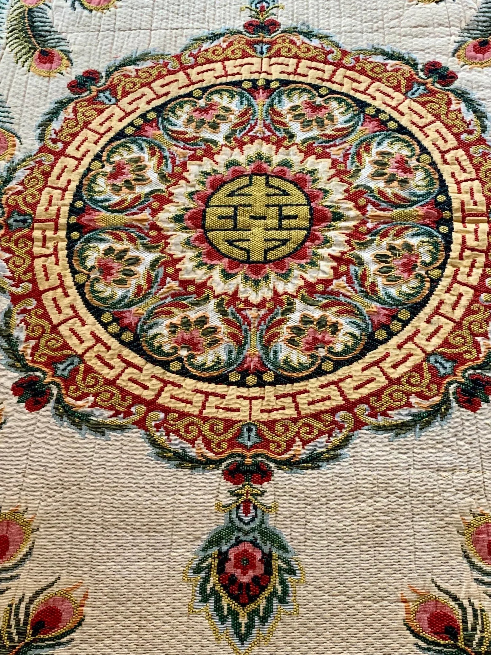 Mid 20th Century Asian Embroidered Rug/Wall Hanging 6x8.5 - 3