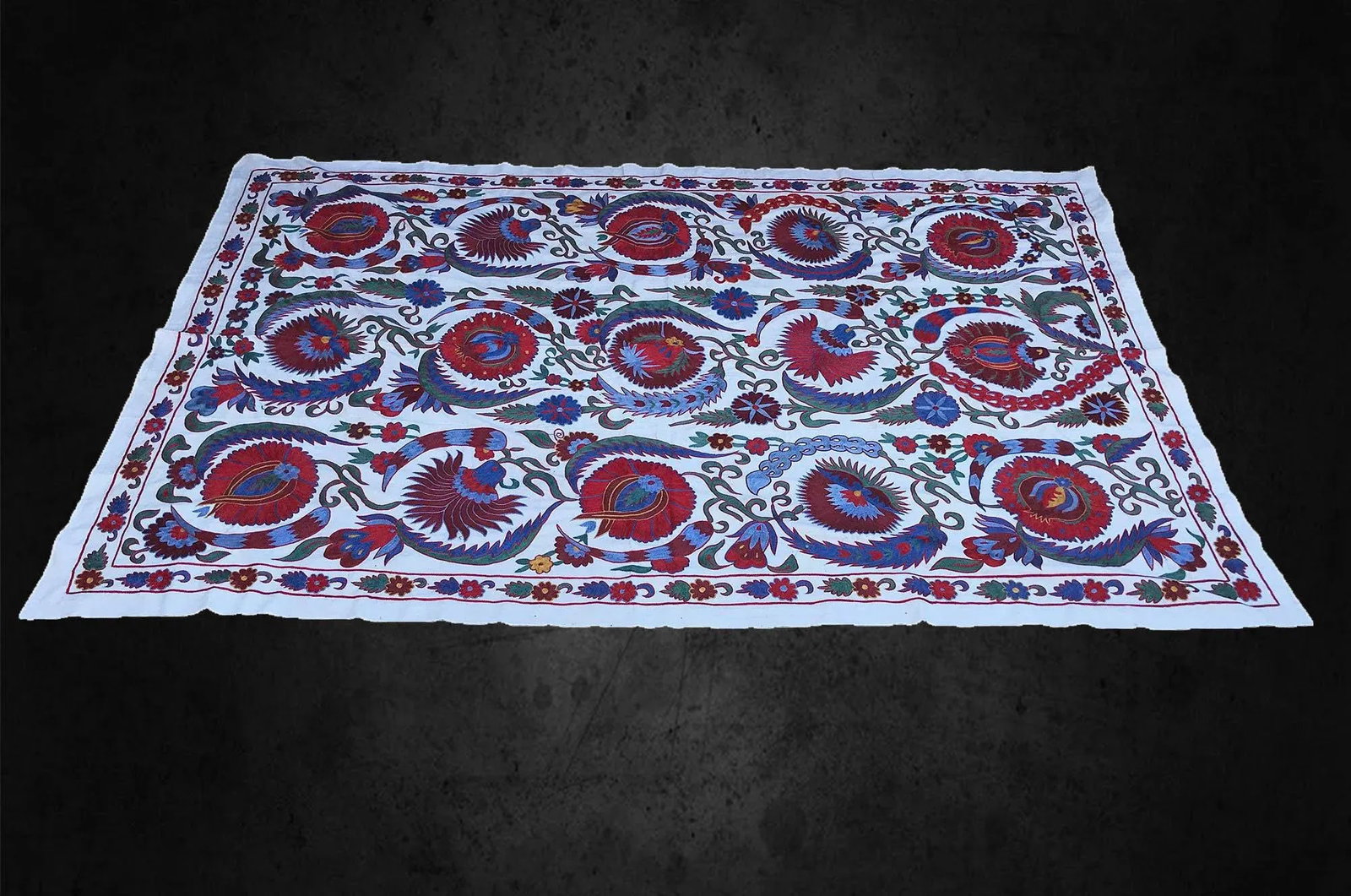 Boho Chic Clove Design Suzani Tapestry, Handmade Crochet Table Cover - 5