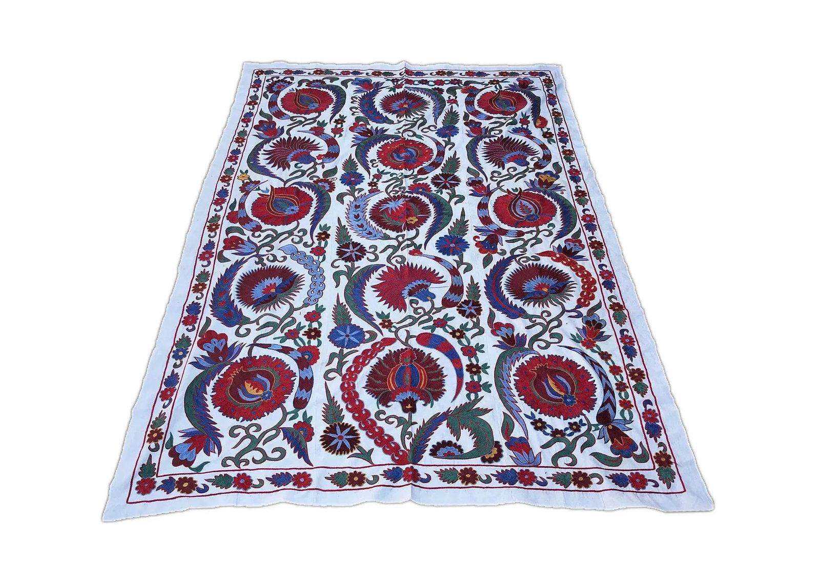 Boho Chic Clove Design Suzani Tapestry, Handmade Crochet Table Cover - 6