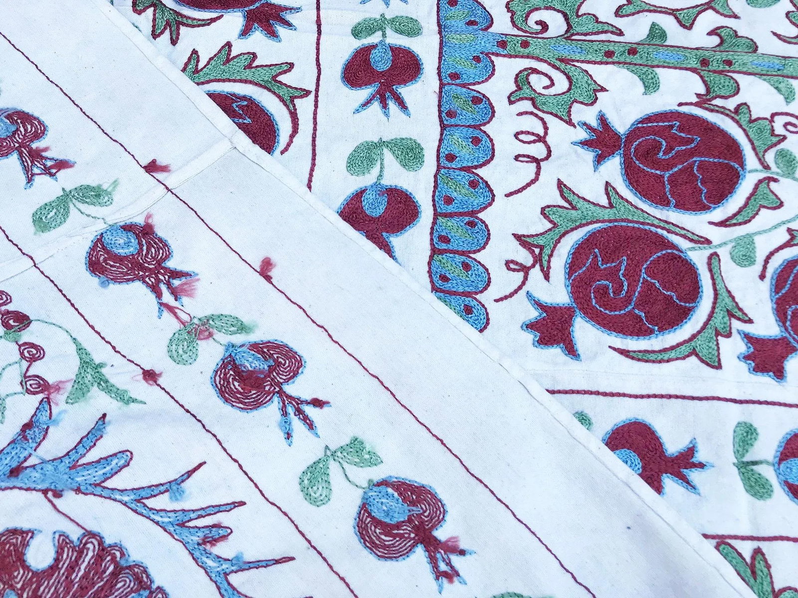 Handmade Pomegranate Tree Desing Crochet Suzani Tapestry - 2