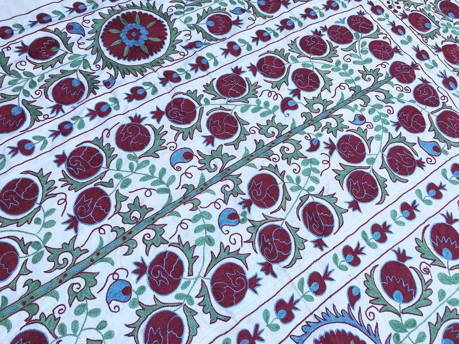 Handmade Pomegranate Tree Desing Crochet Suzani Tapestry - 5
