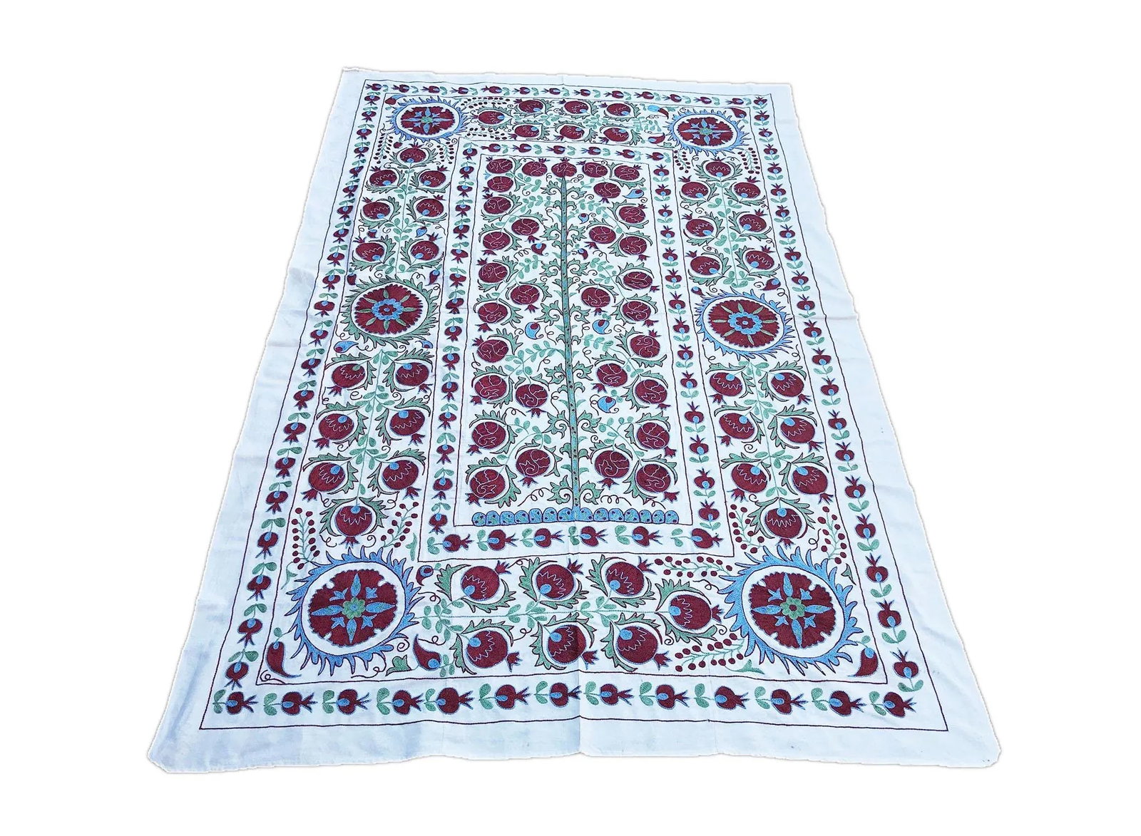 Handmade Pomegranate Tree Desing Crochet Suzani Tapestry - 6