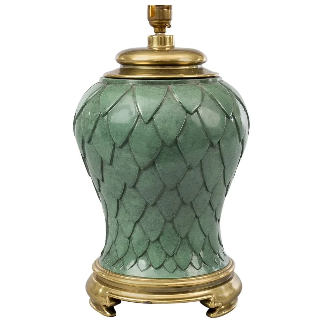 French Green Enamel and Brass Lamp - 5