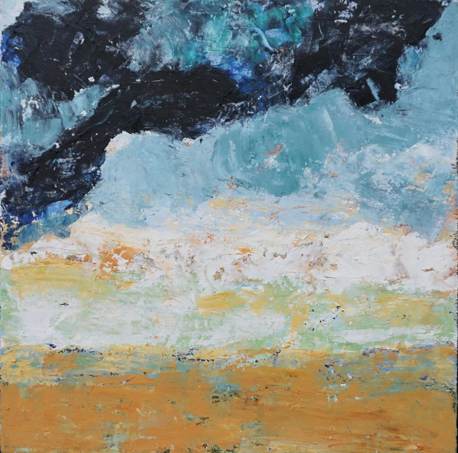"Sun Splash" Oil and Cold Wax Abstract Painting by Laurie MacMillan, Framed - 2