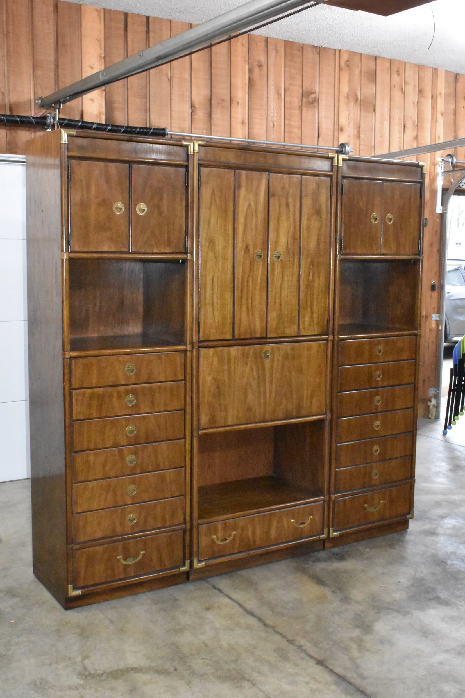 Mid Century Drexel Accolade 3 Piece Wall Unit Secretary Chests of Drawers - 2
